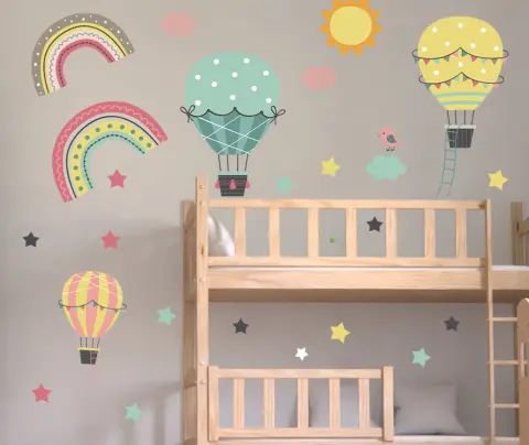 Decalmile Airplane With Animals Wall Stickers Hot Air - View #13