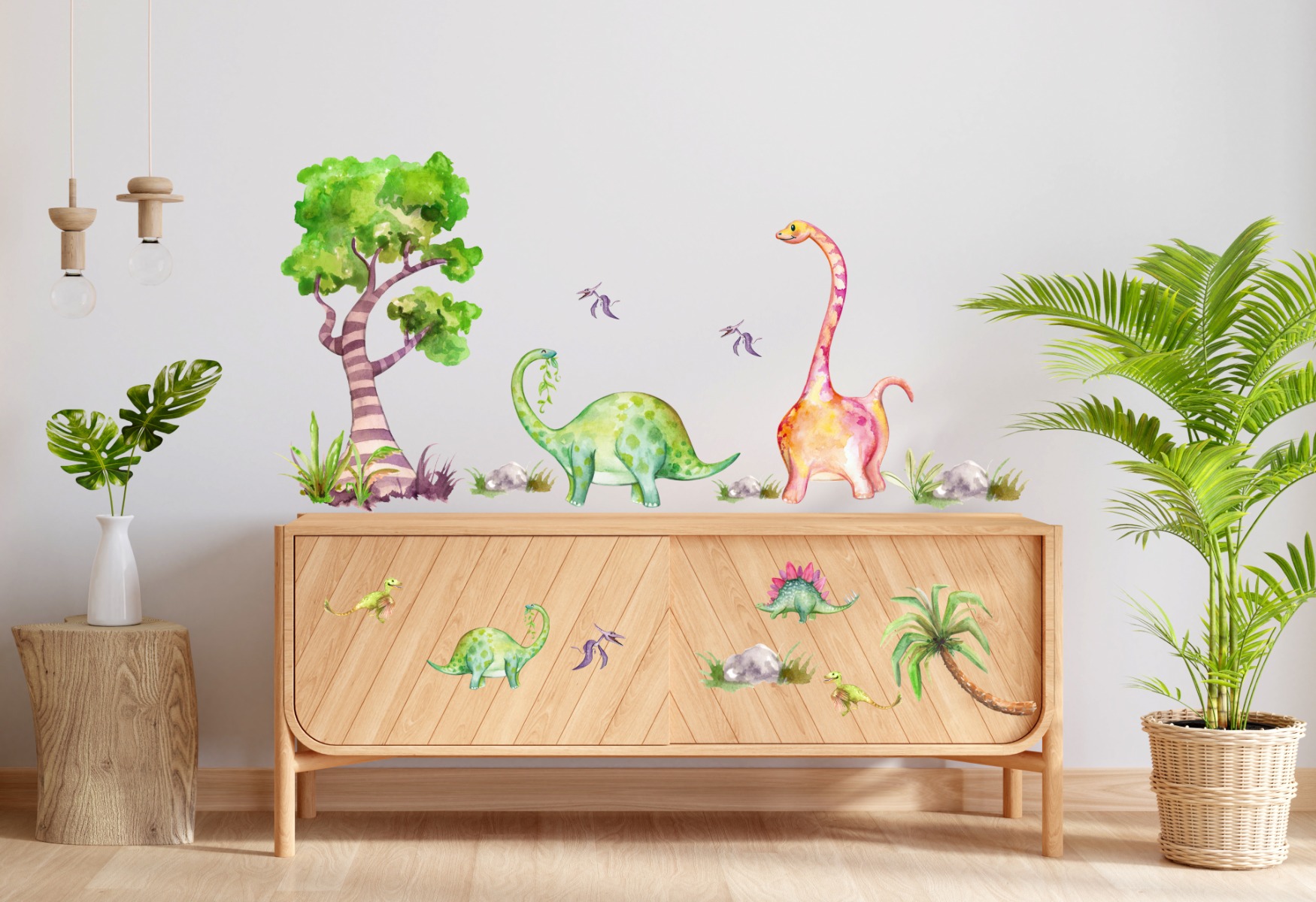 Wallsticker - Watercolor Dinosaurs