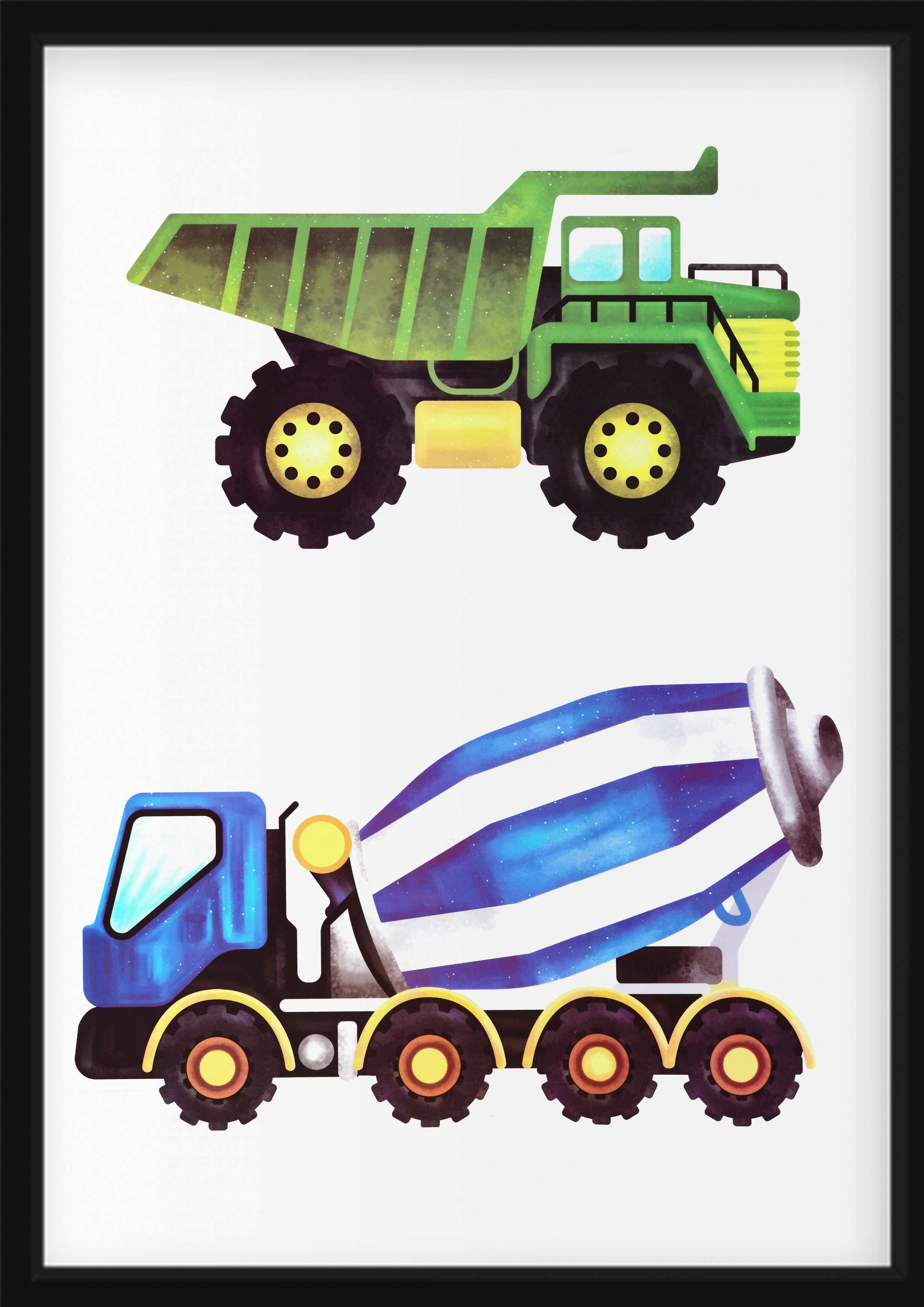 Poster - Dump Truck and Concrete Mixer
