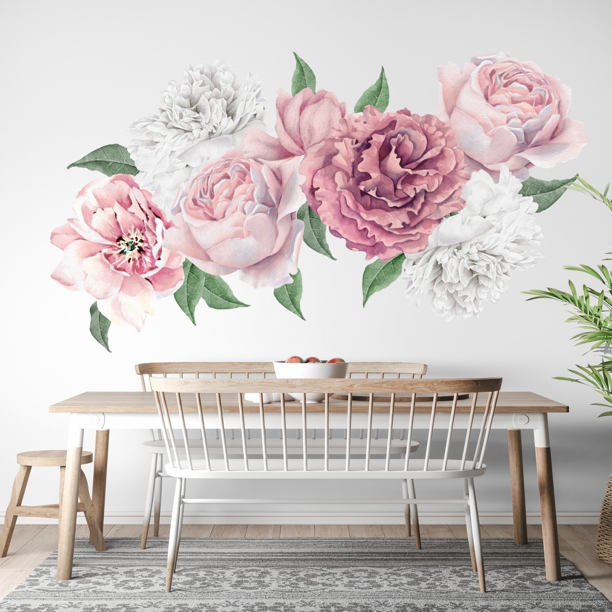 Wallsticker - Watercolor Pink and White Peony Floral