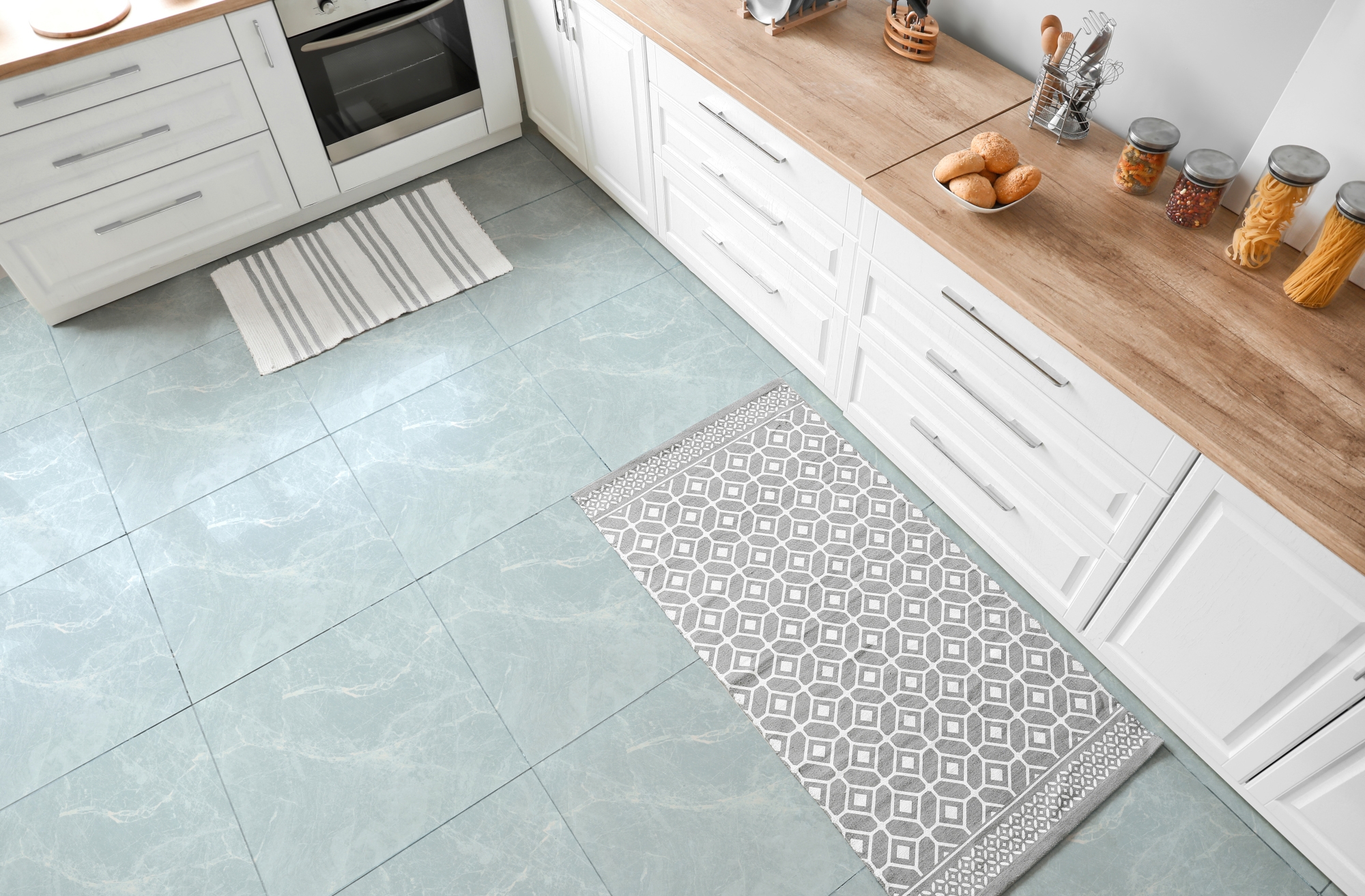 Floor Tiles Sticker -  Sky Blue  pattern   / Peel and Stick / 24 pcs