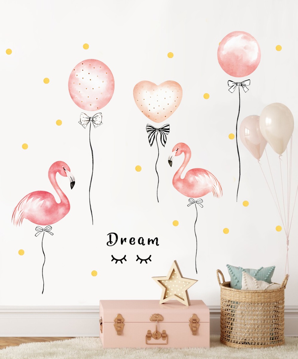 Wallsticker - Flamingos and Balloons