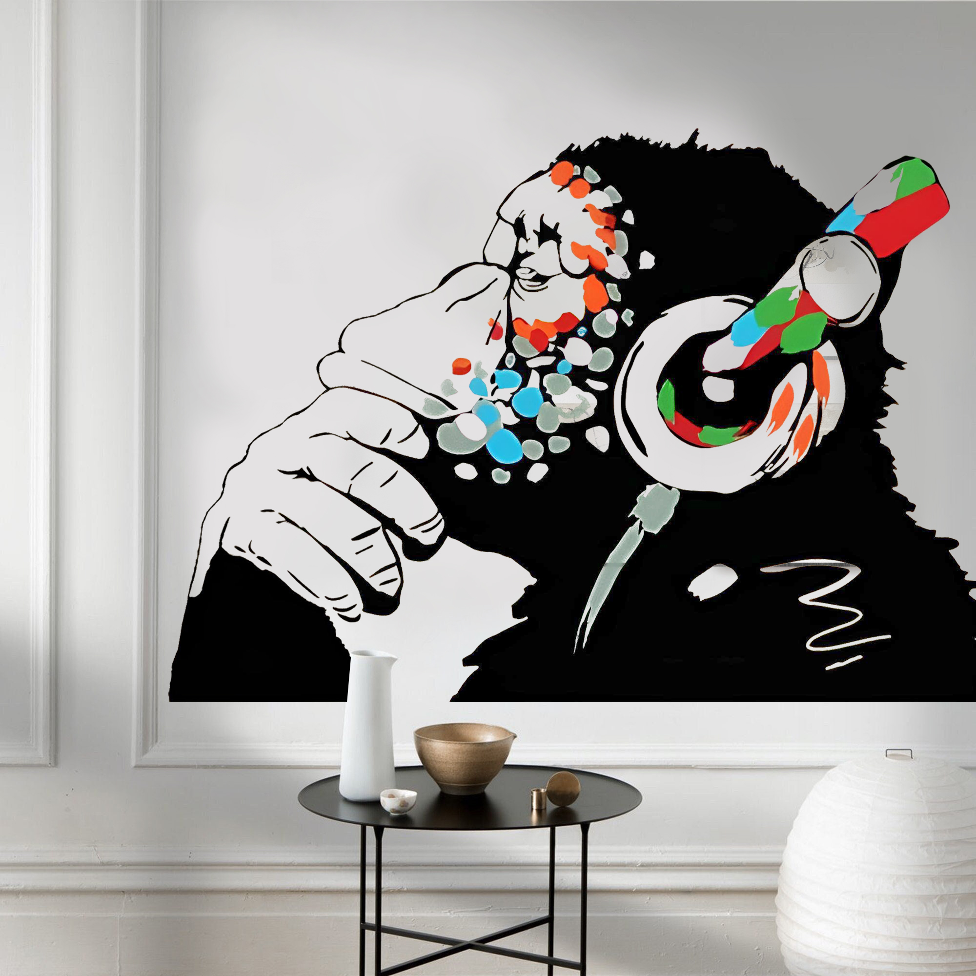 Wallsticker - Thinking Gorilla with Headphones