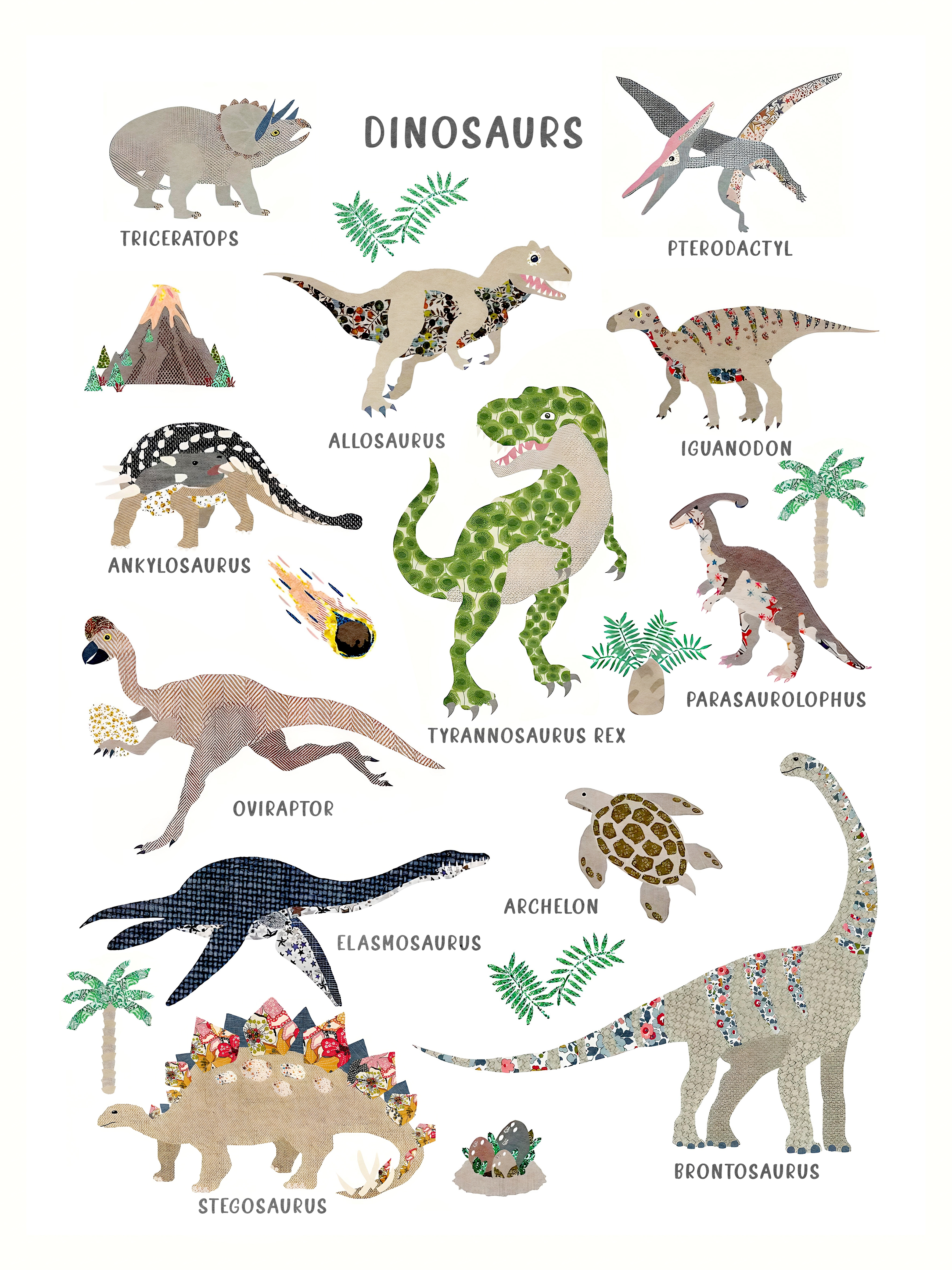 Poster - Boho Dinosaurs with Names