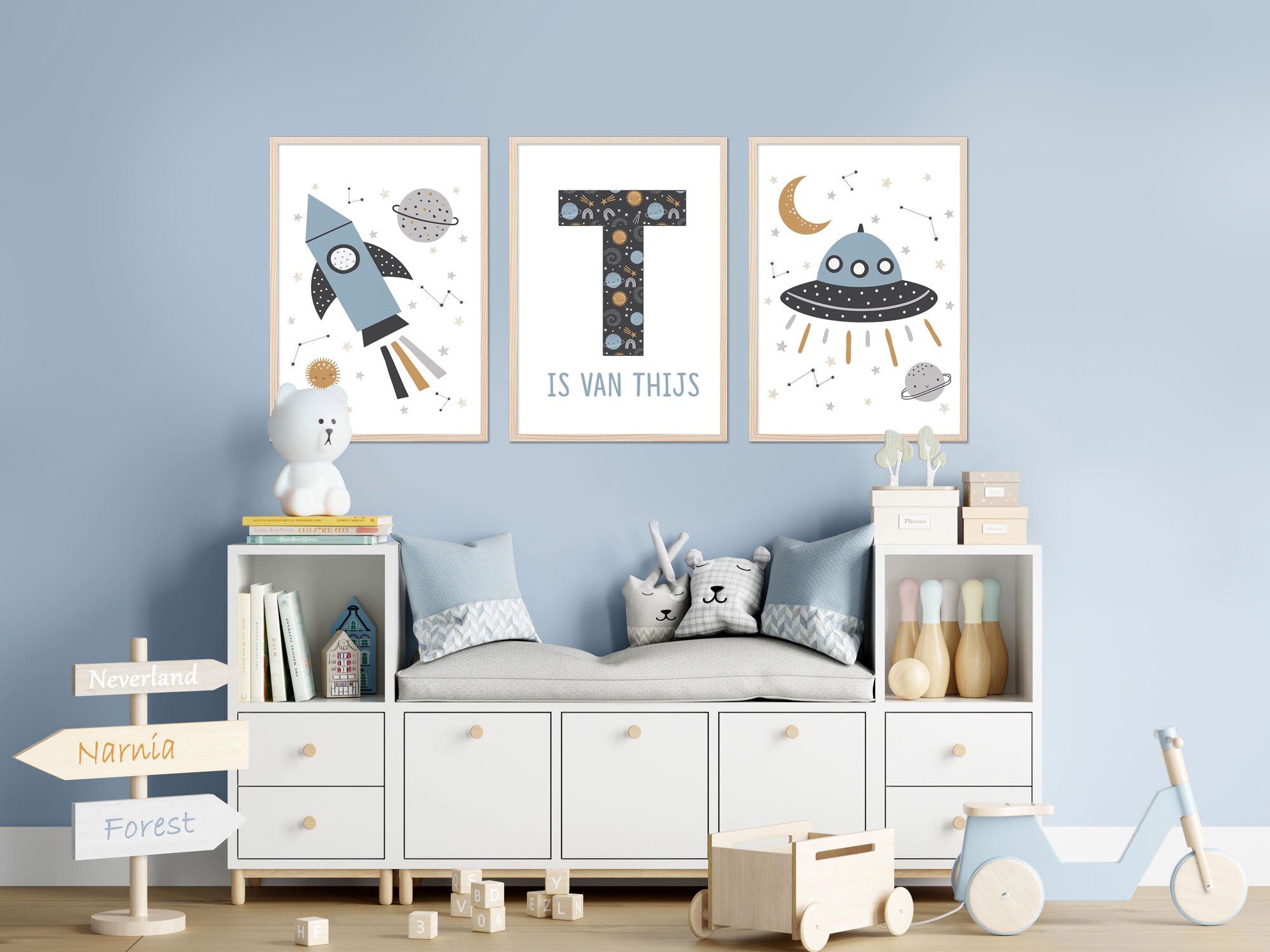 Posters - UFO and Rocket  / Personalised / Set of 3