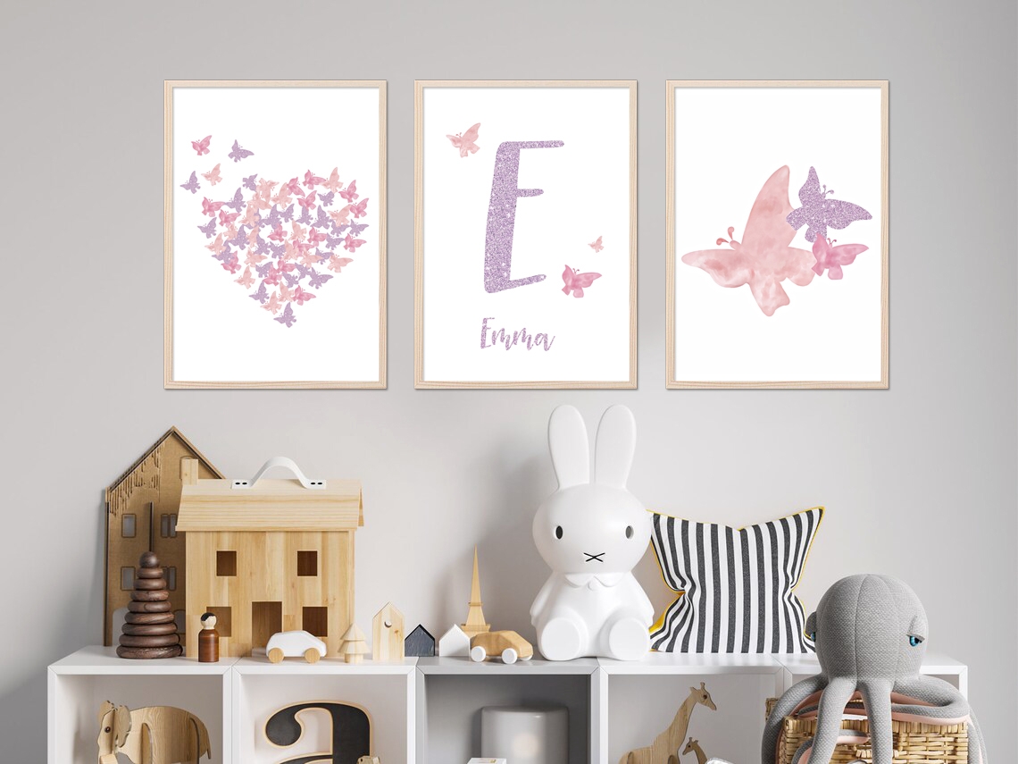 Posters - Butterflies / Personalised / Set of 3