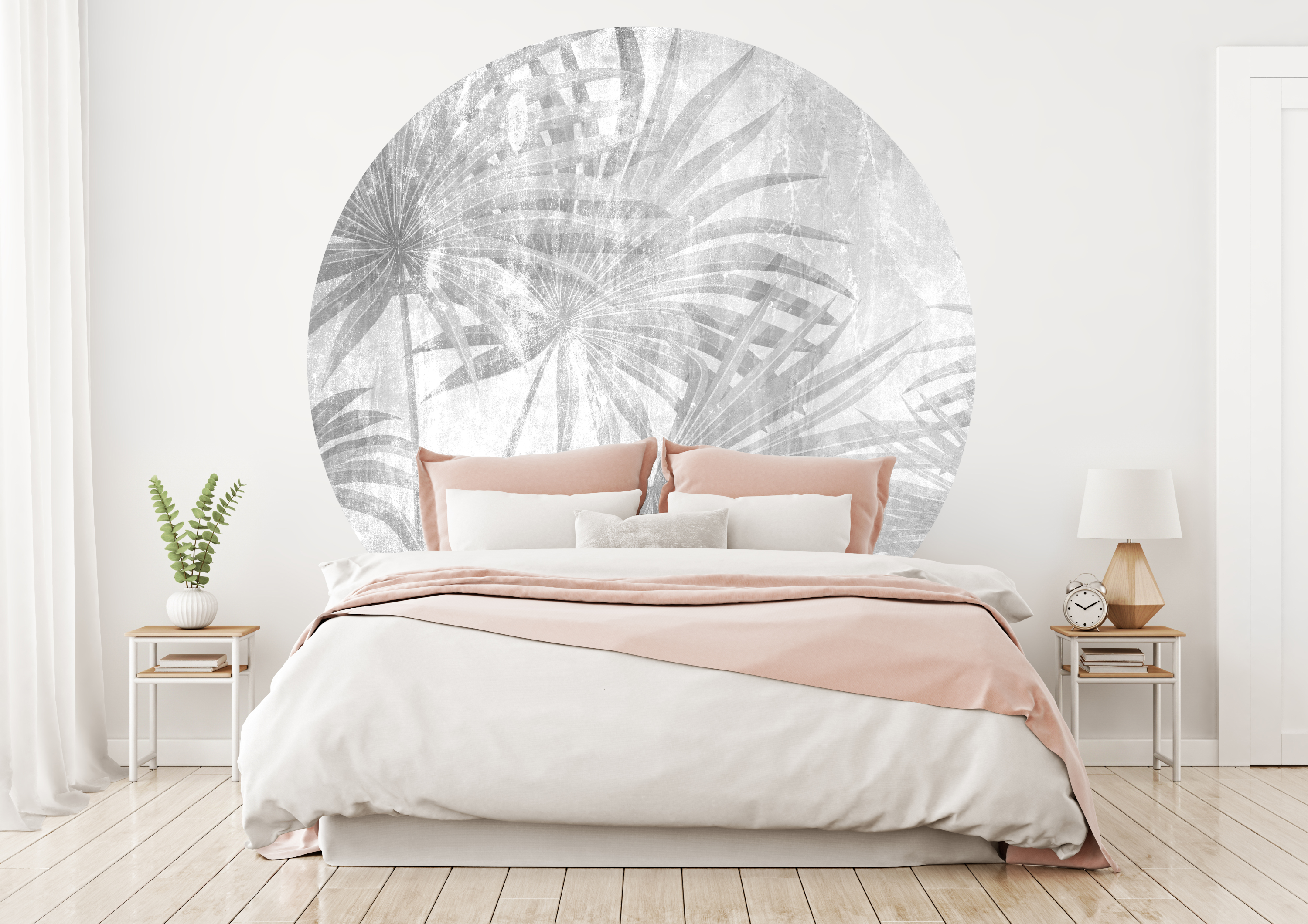 Wallsticker - Grey Leaves / Circle
