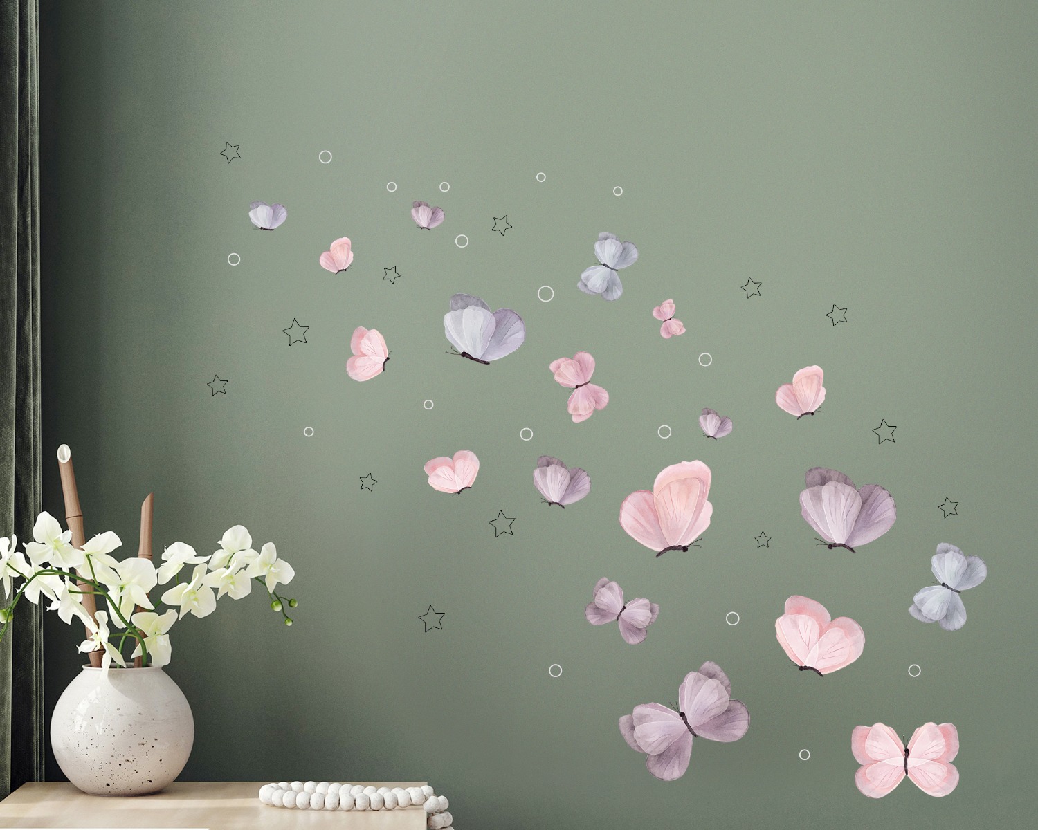 Wallsticker - Pink, Mauve & Blue Butterflies