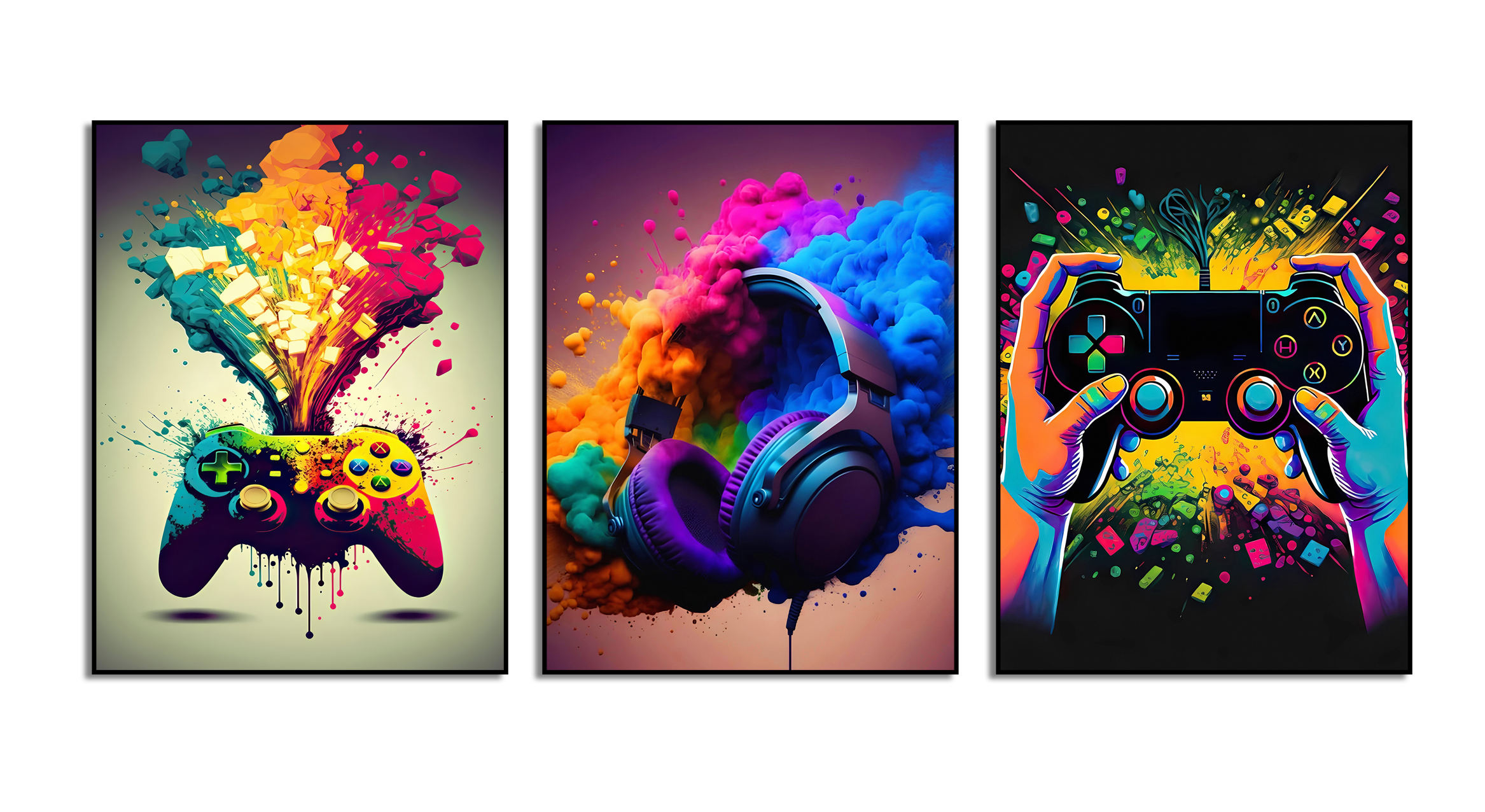 Colorful Gaming Art Poster Set of 3