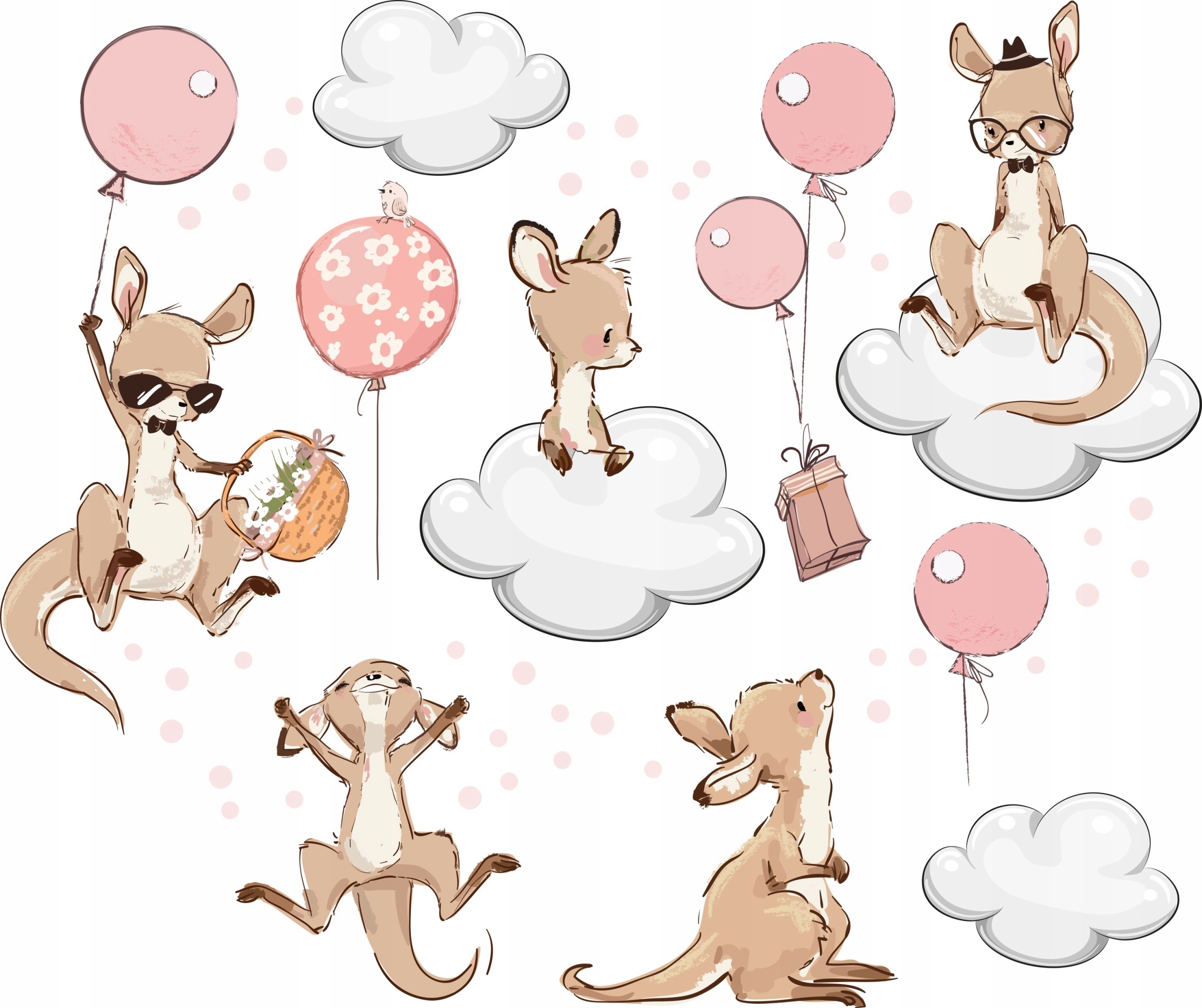 Wallsticker - Kangaroos and Balloons