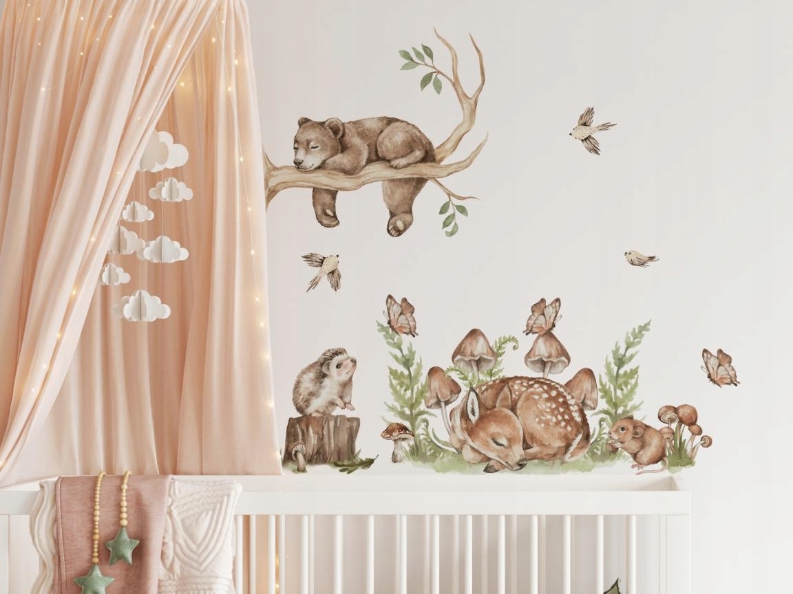 Wallsticker - Sleeping Deer and Teddy Bear