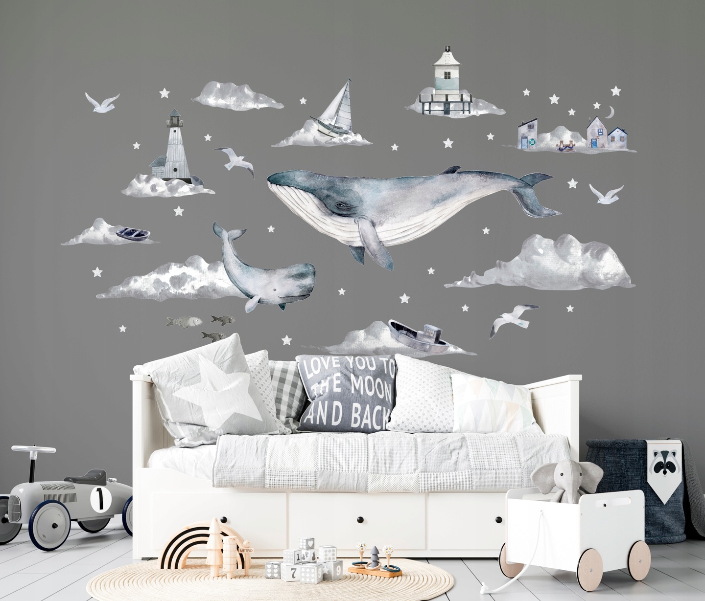 Wallsticker - Whales and Clouds