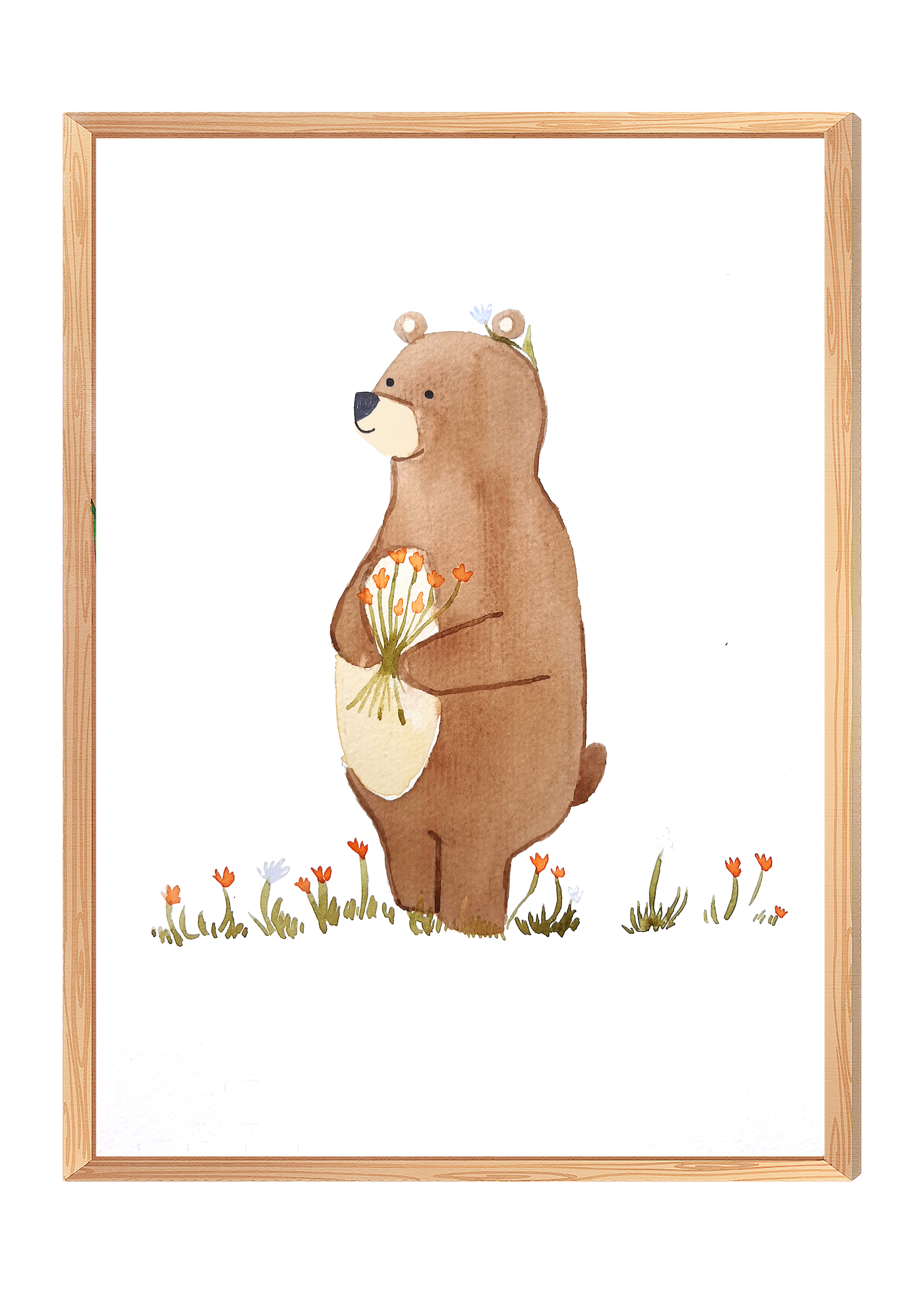 Poster - Bear with Flowers
