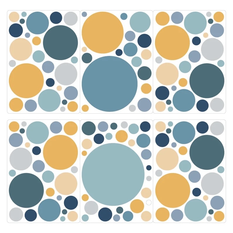 Wallsticker - Dots /  Blue Grey Yellow  / 100 pieces / 03