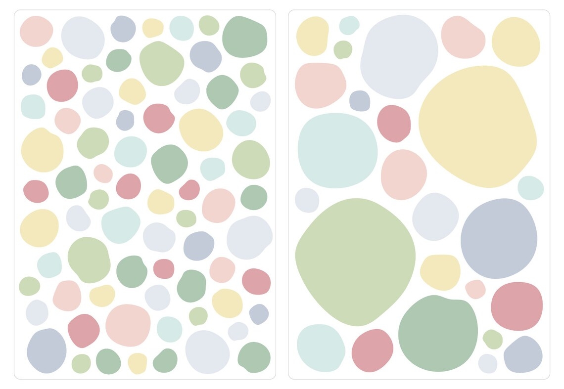 Wallsticker - Dots /  Pastel Pink Yellow Mint / 100 pieces / 02