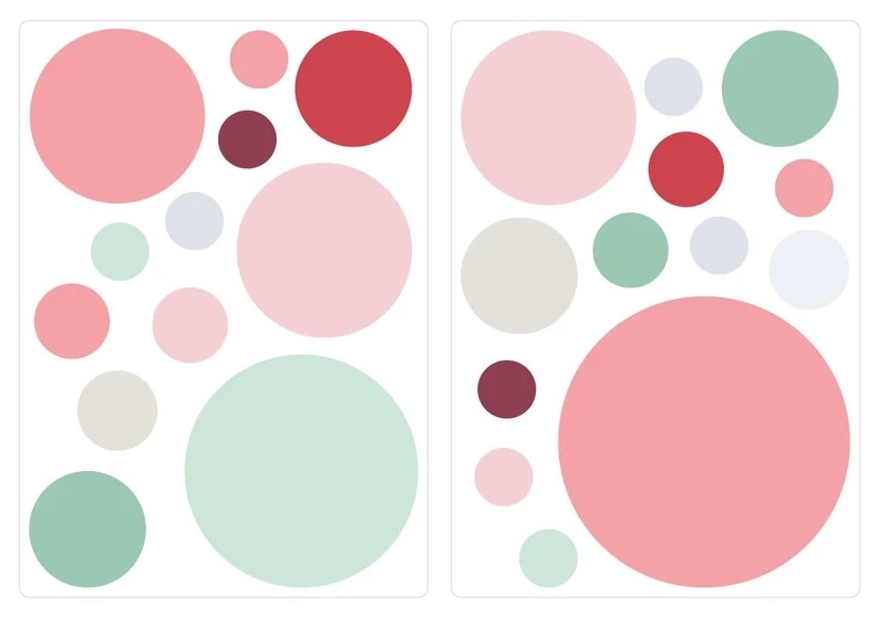 Wallsticker - Dots /  Pastel Pink and Green