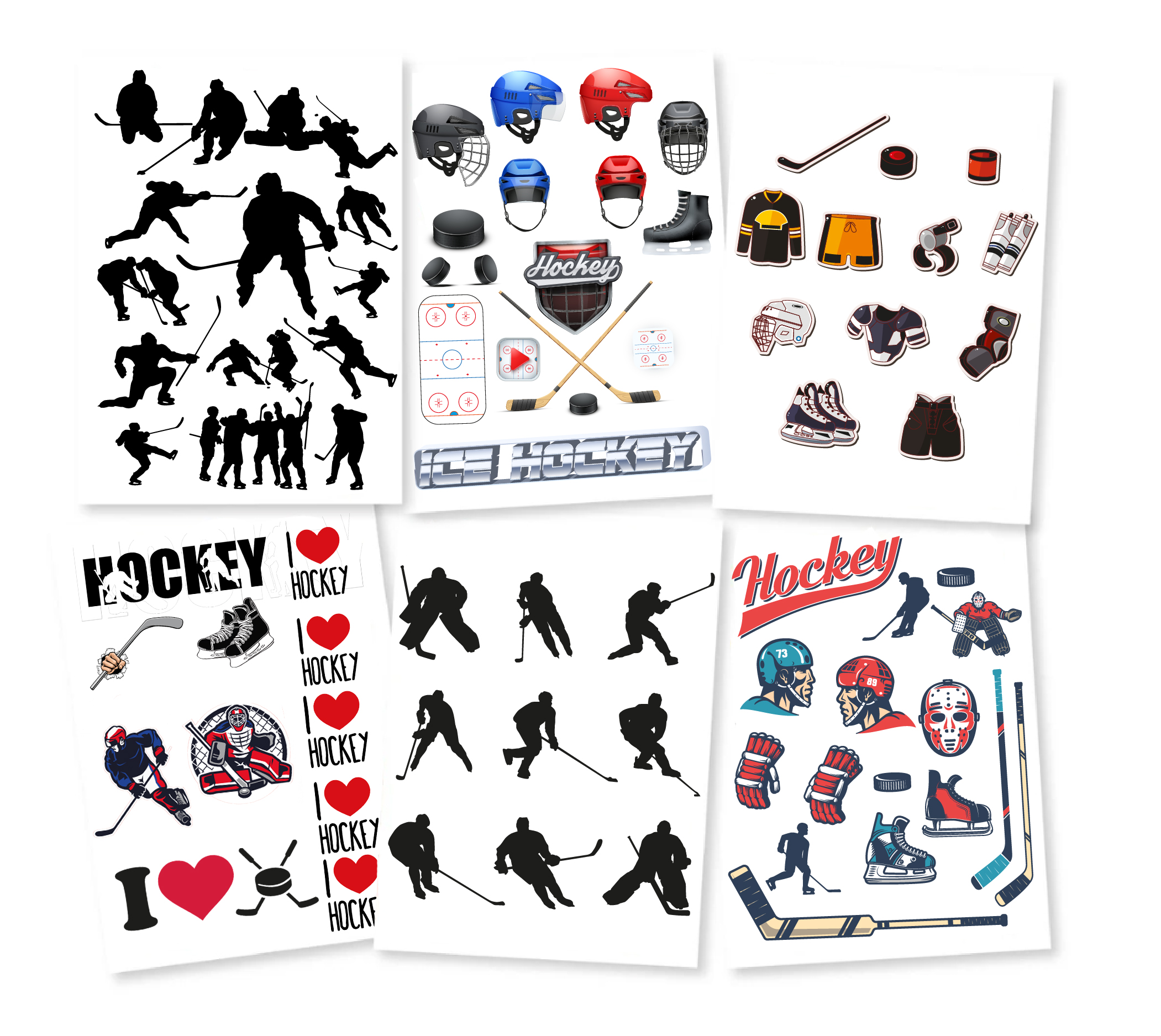 Stickers - Hockey / Ice Hockey Mixed 6 sheets