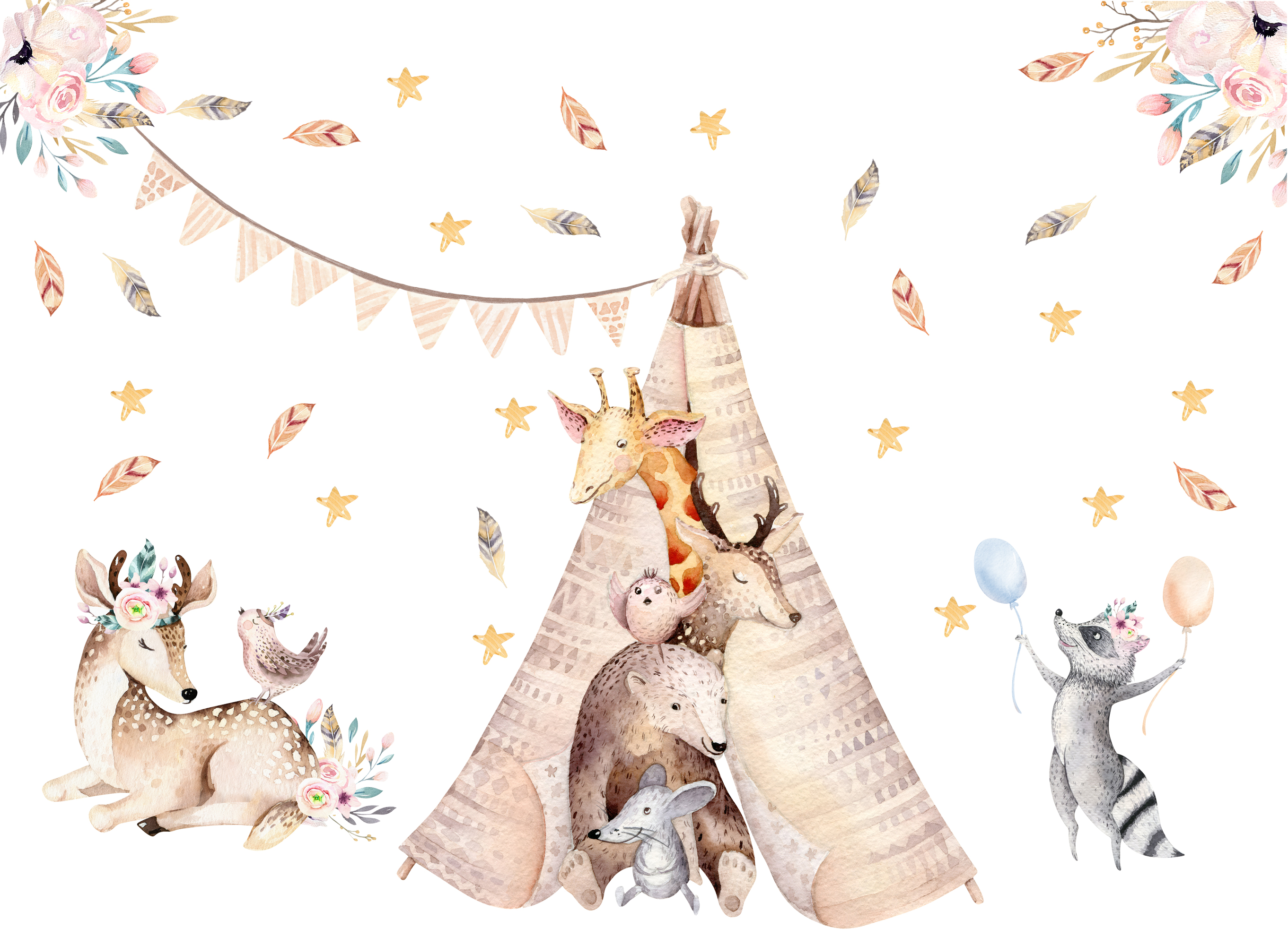 Wallsticker -  Boho Forest Animlas