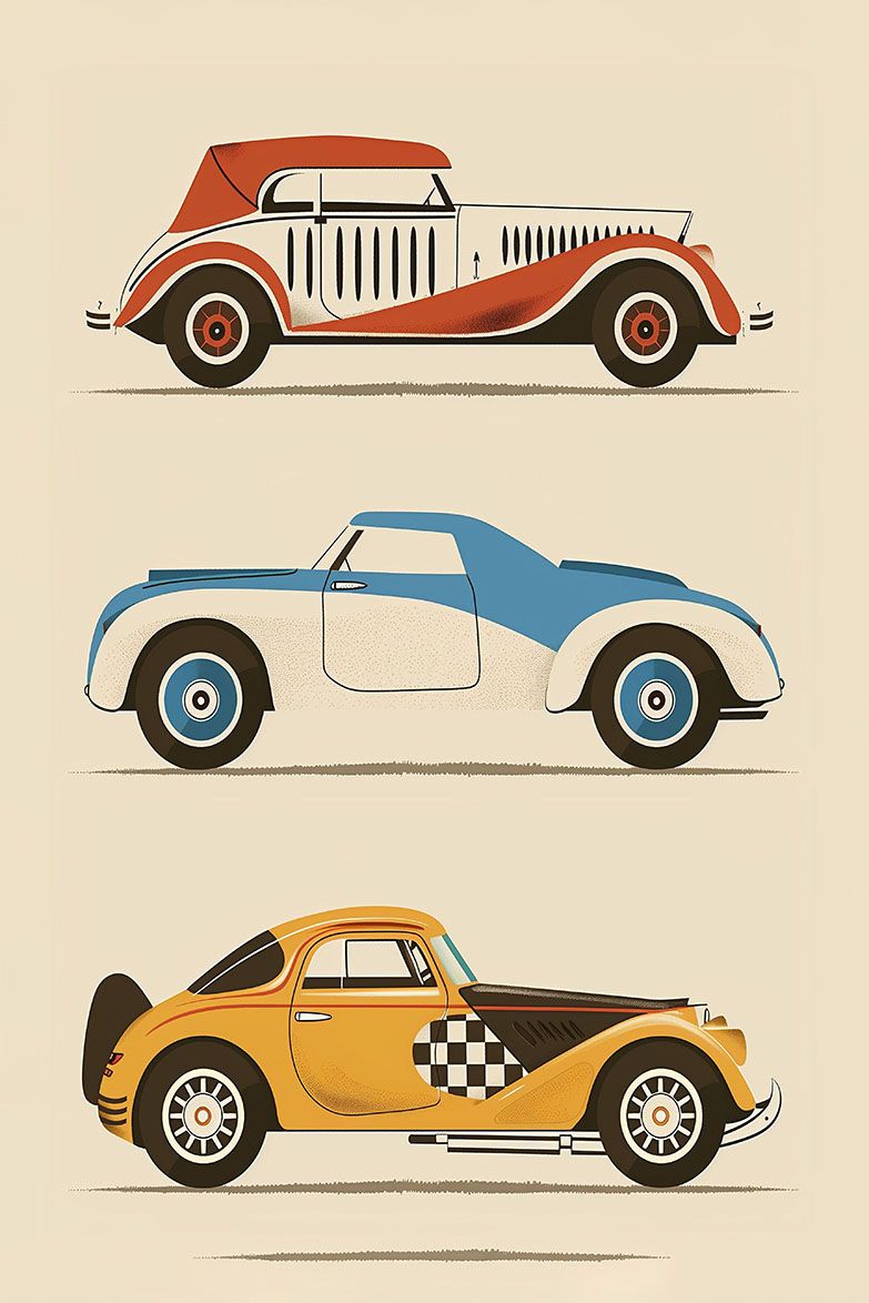 Poster - Vintage Car Illustrations