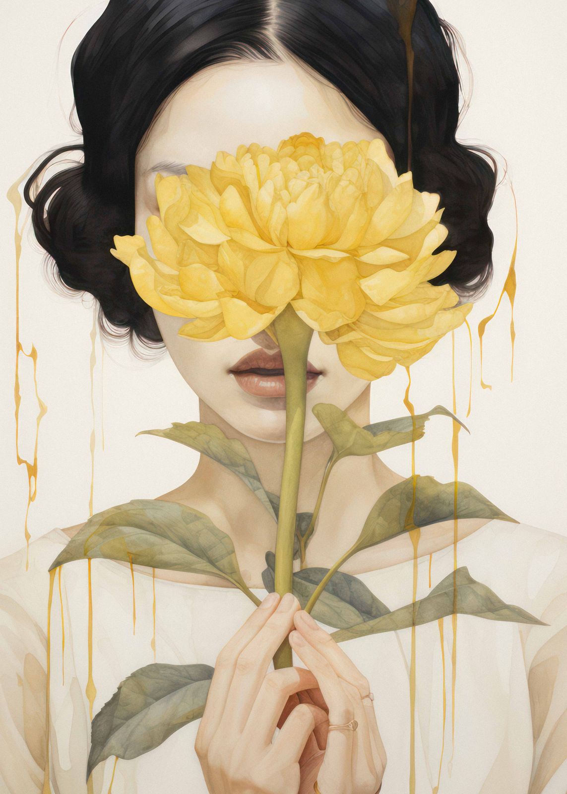 Poster - Woman with Yellow Flower