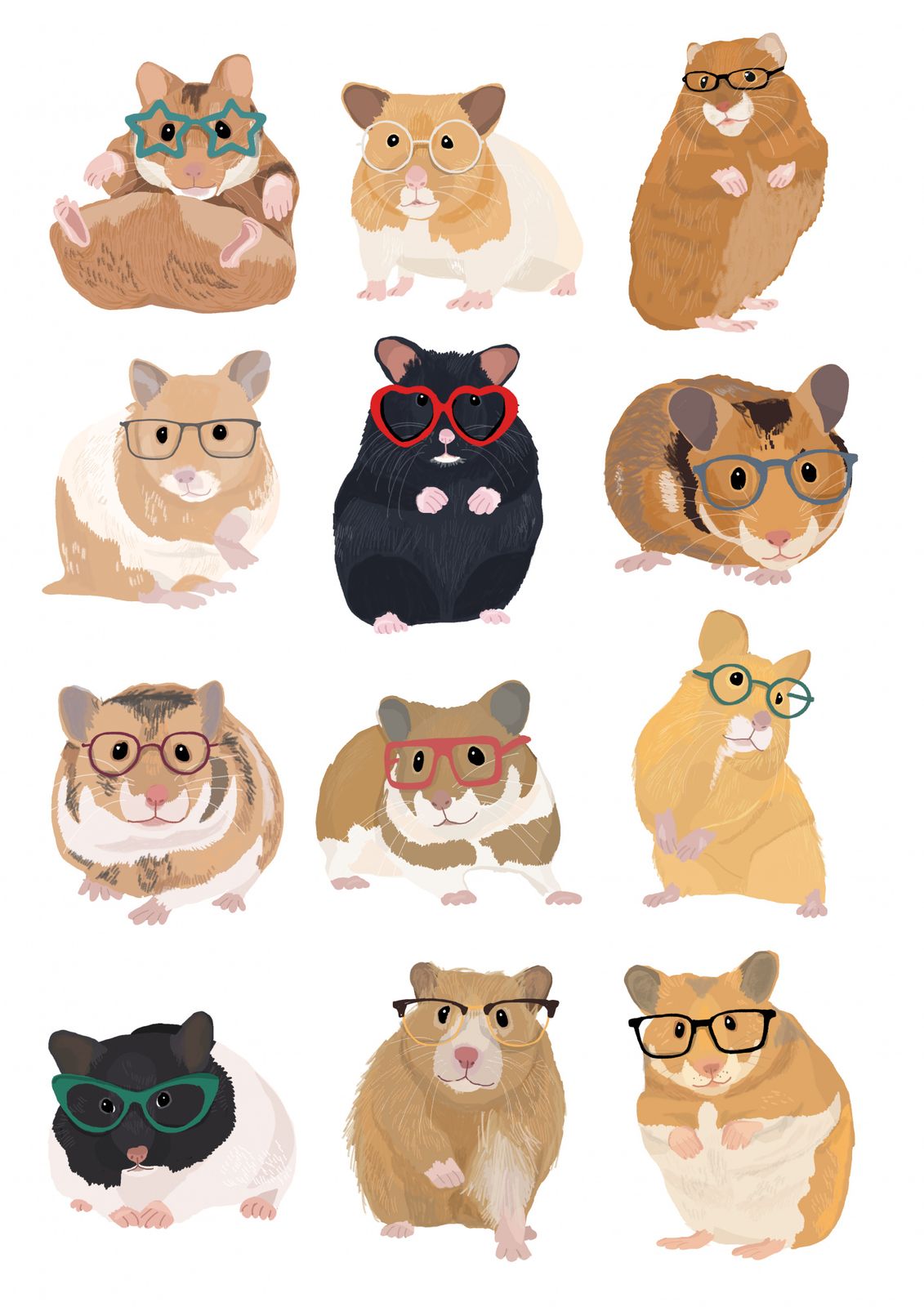 Poster - Hamsters with Glasses