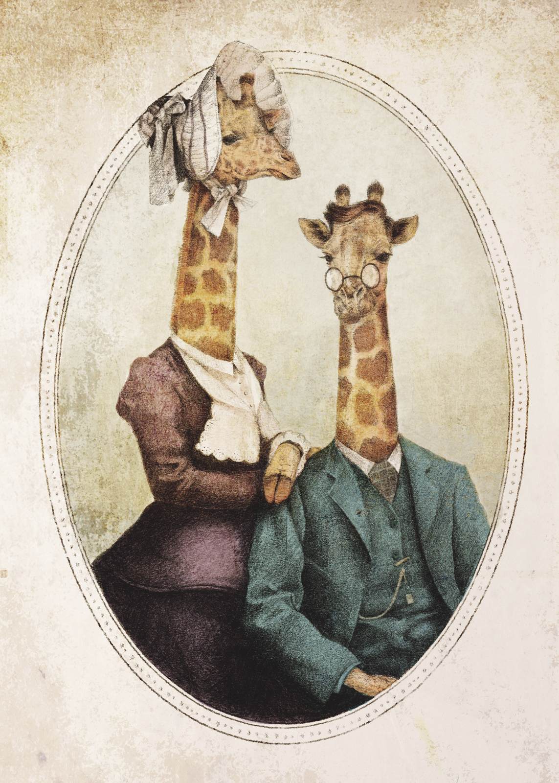 Poster - Giraffe Couple Portrait
