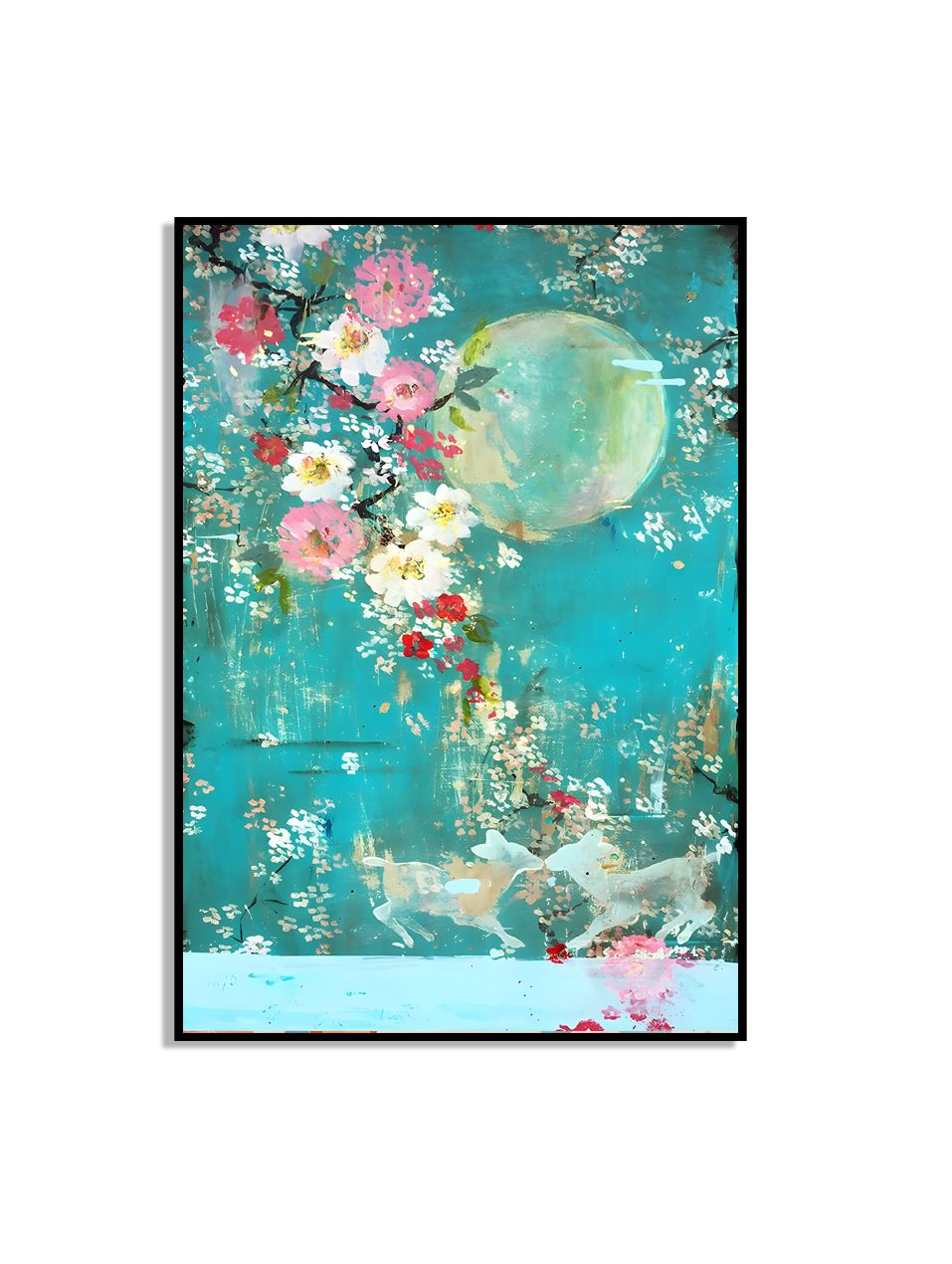 Floral Harmony Deer Art Poster