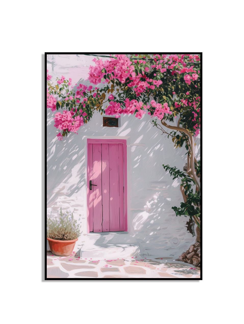 Pink Door in Garden Poster
