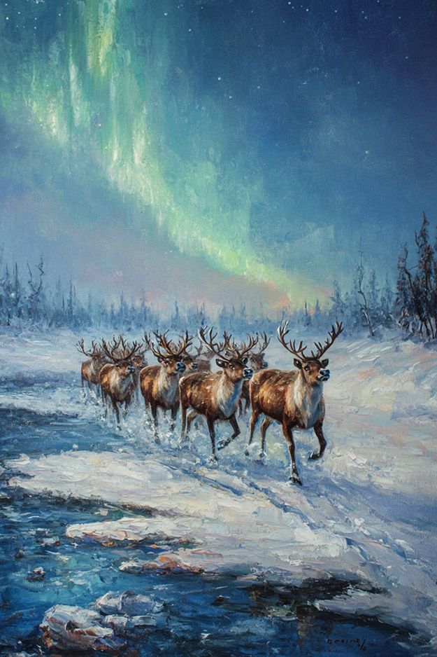 Poster - Reindeer in Snow / Set of 3