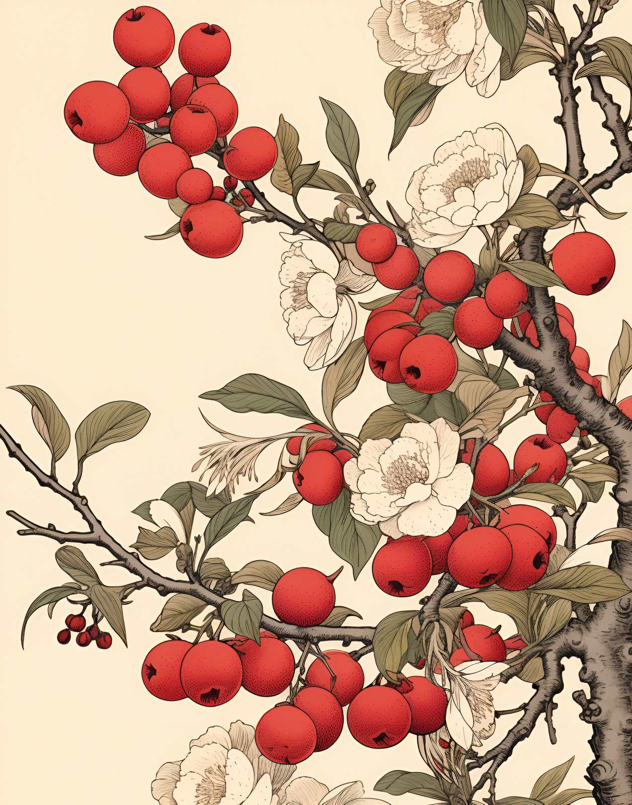 Poster - Red Floral Illustration