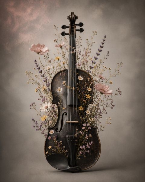 Poster - Violin with Blossoms