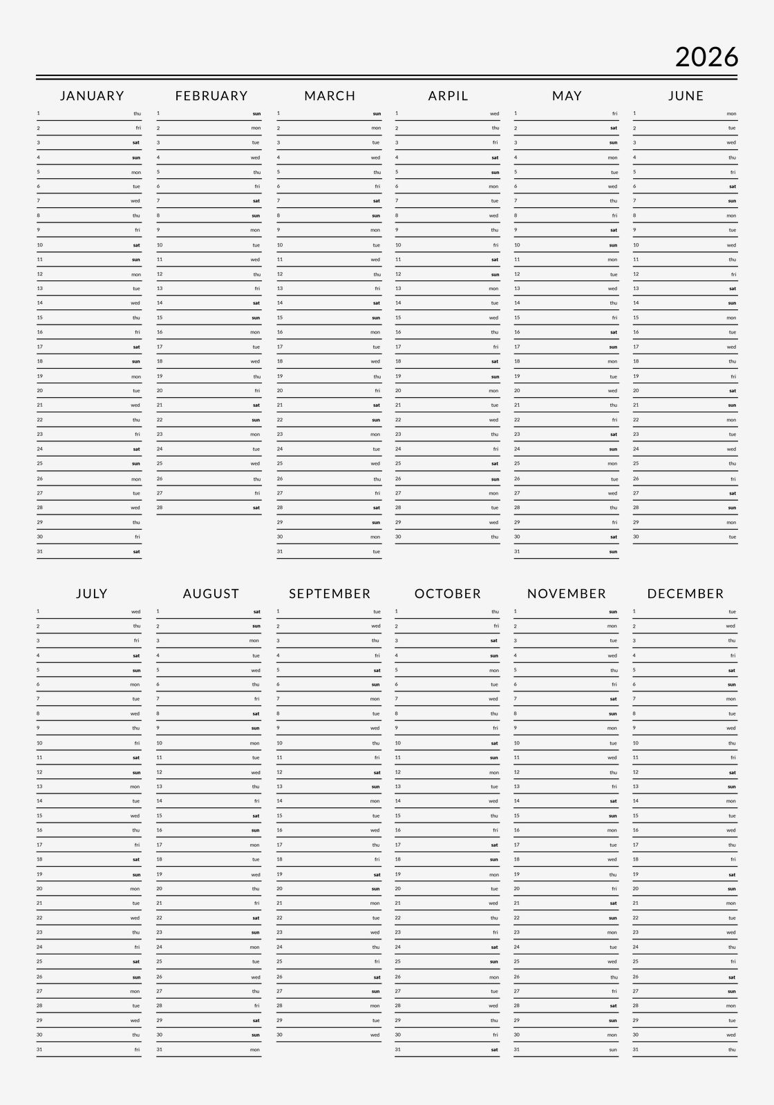 Poster - 2026 Calendar