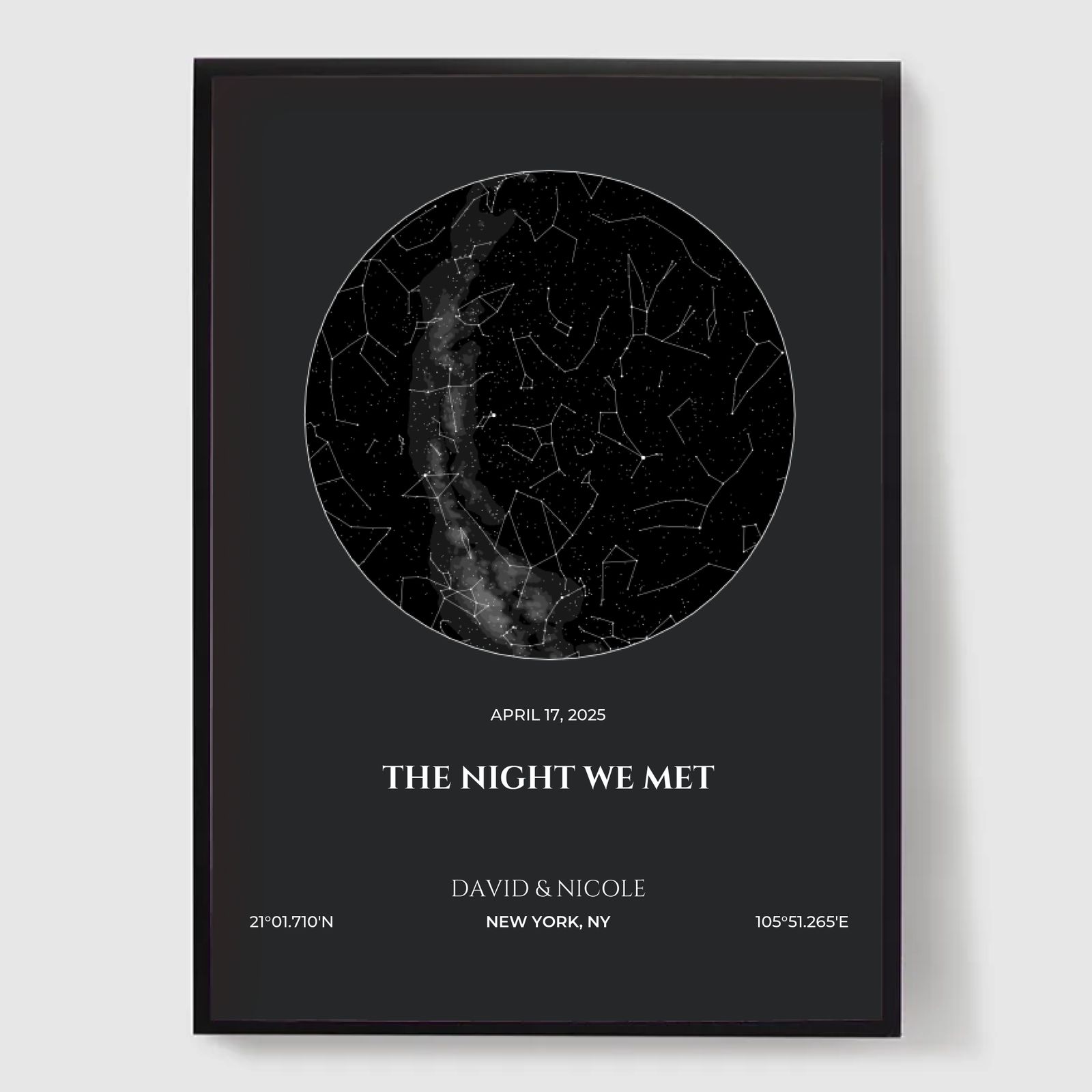 Personalised Poster - The Night We Met Star Map - Black Theme