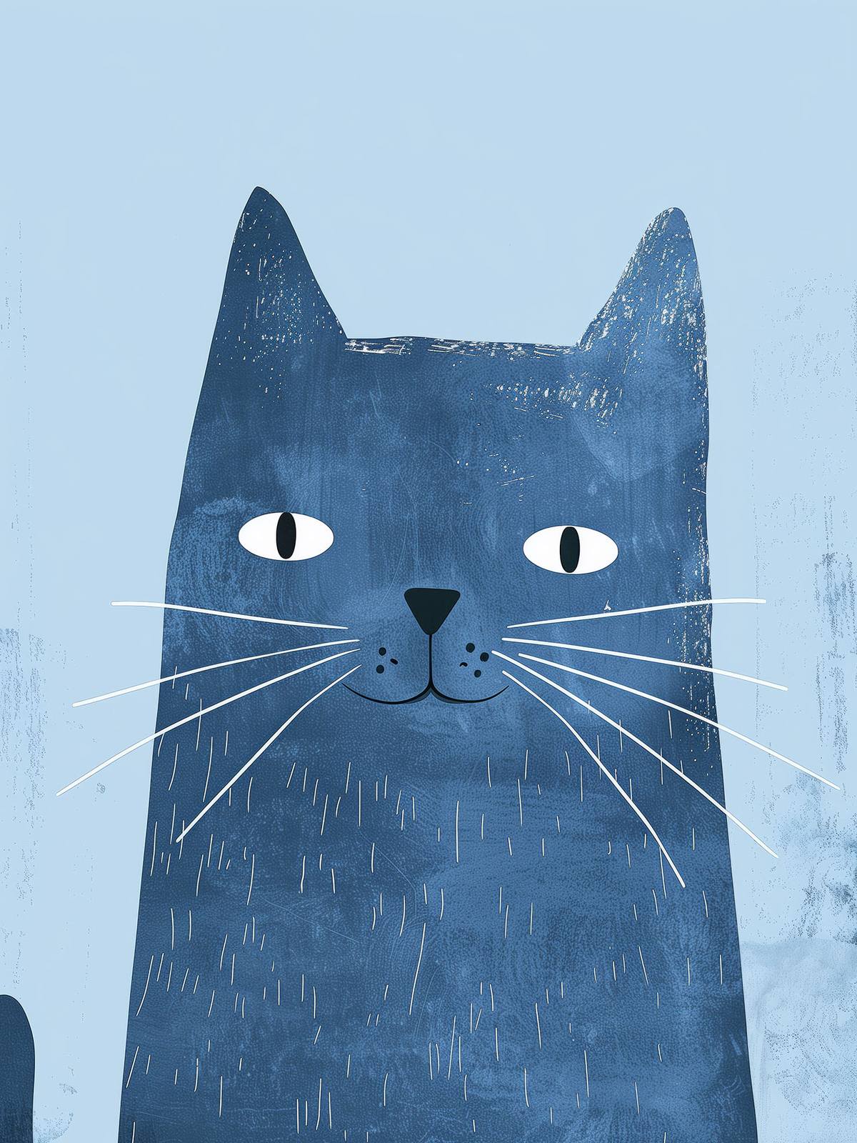 Poster - Blue Cat Illustration