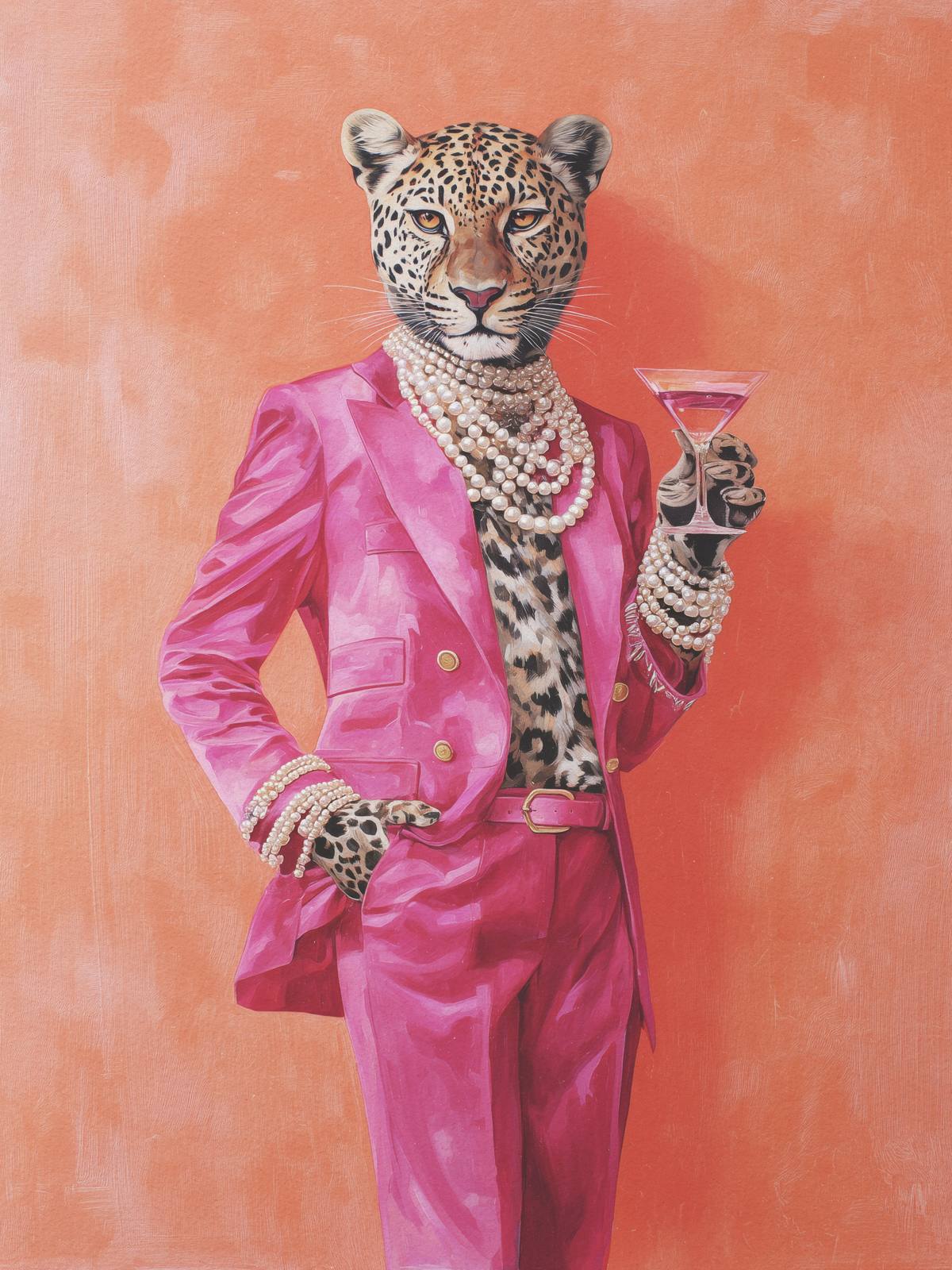 Poster - Leopard in Pink Suit