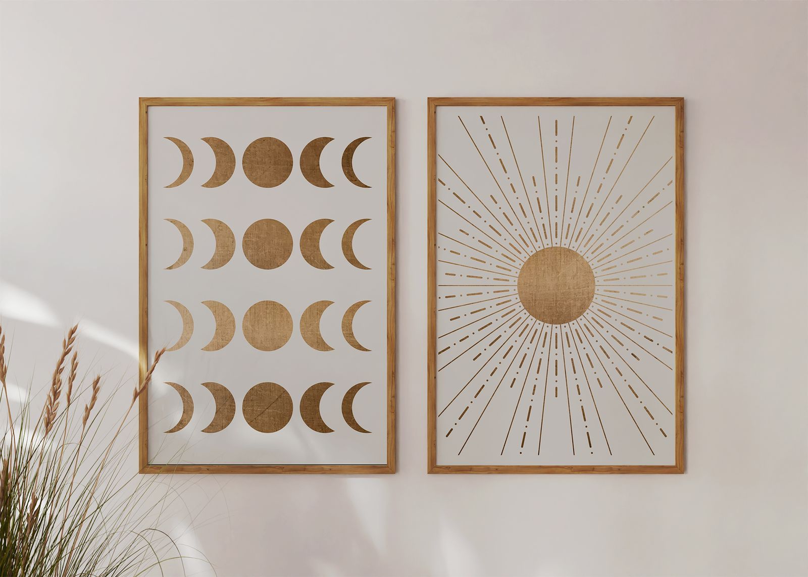 Poster - Phases of the Moon & Sunburst Set / Set of 2