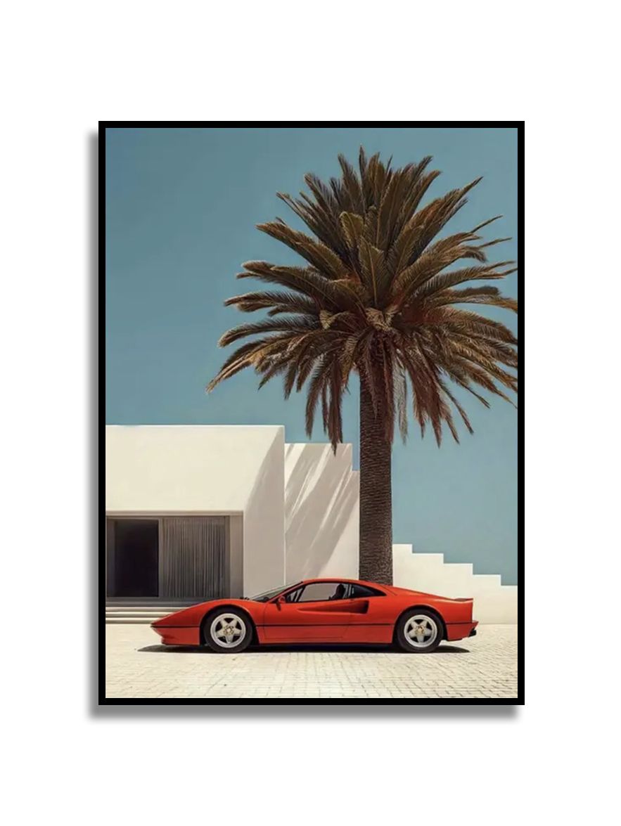 Poster - Red Car and Palm