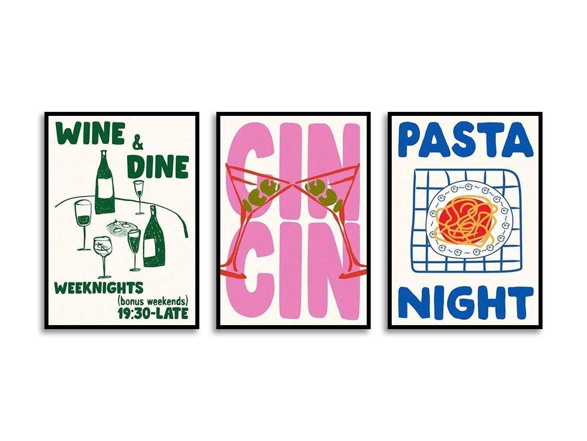 Poster - Wine and Dine Set of 3
