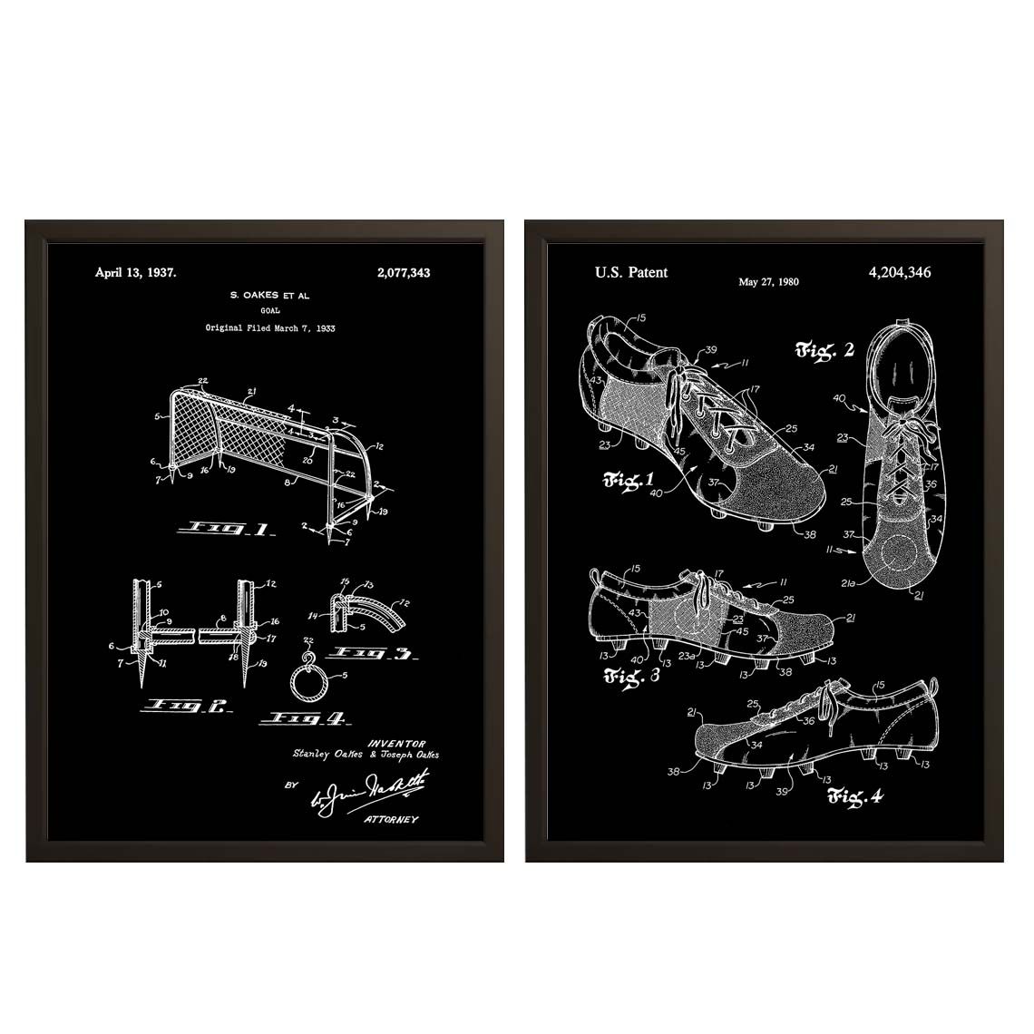 Patent Drawing Poster - Soccer Equipment / Set of 2