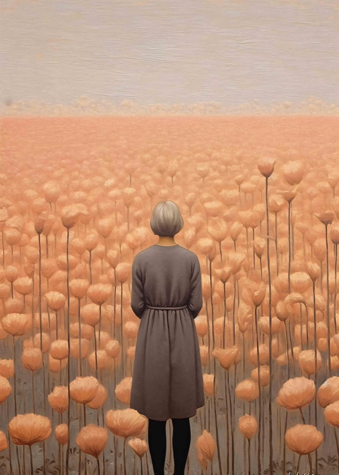 Poster - Woman in Poppy Field