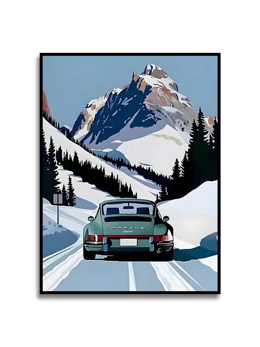Poster - Vintage Car in Snow