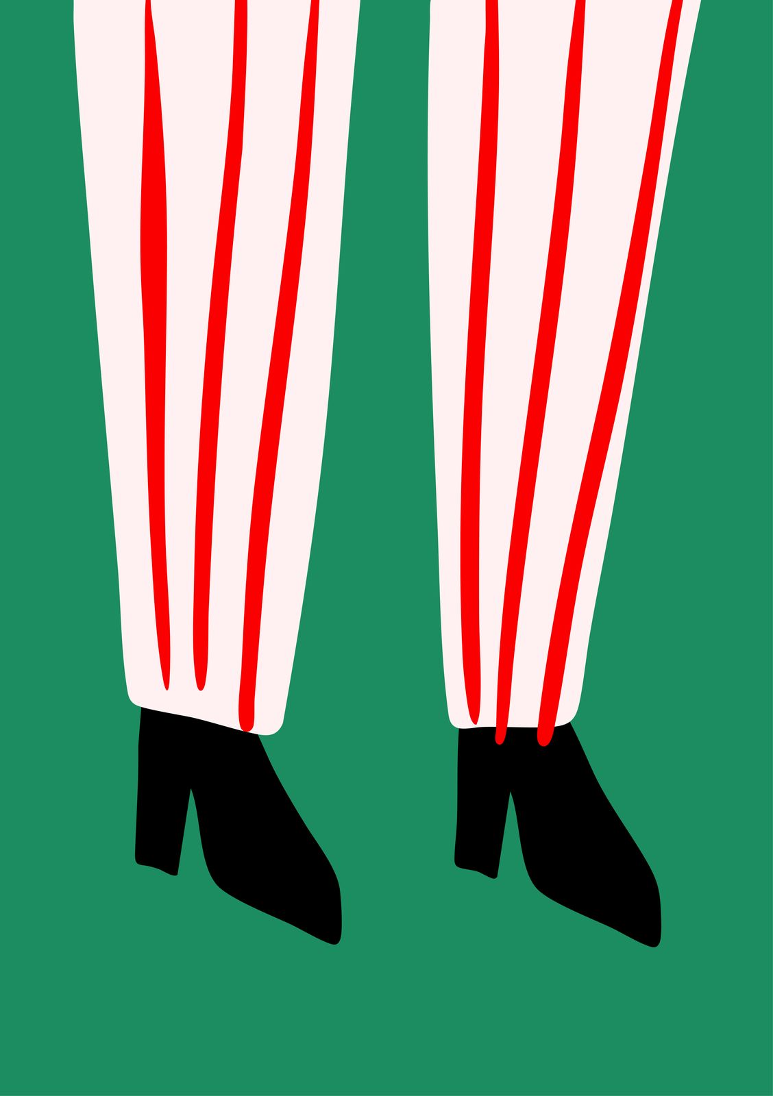 Poster - Red Stripes on Green Background