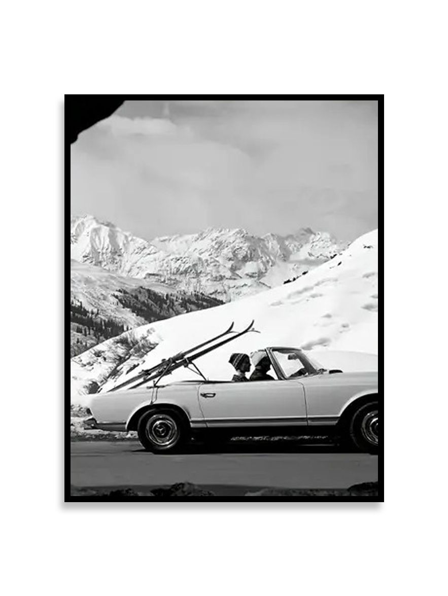 Poster - Vintage Car in Alps