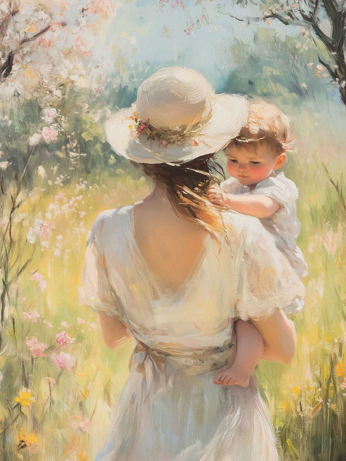 Poster - Mother and Child in Meadow