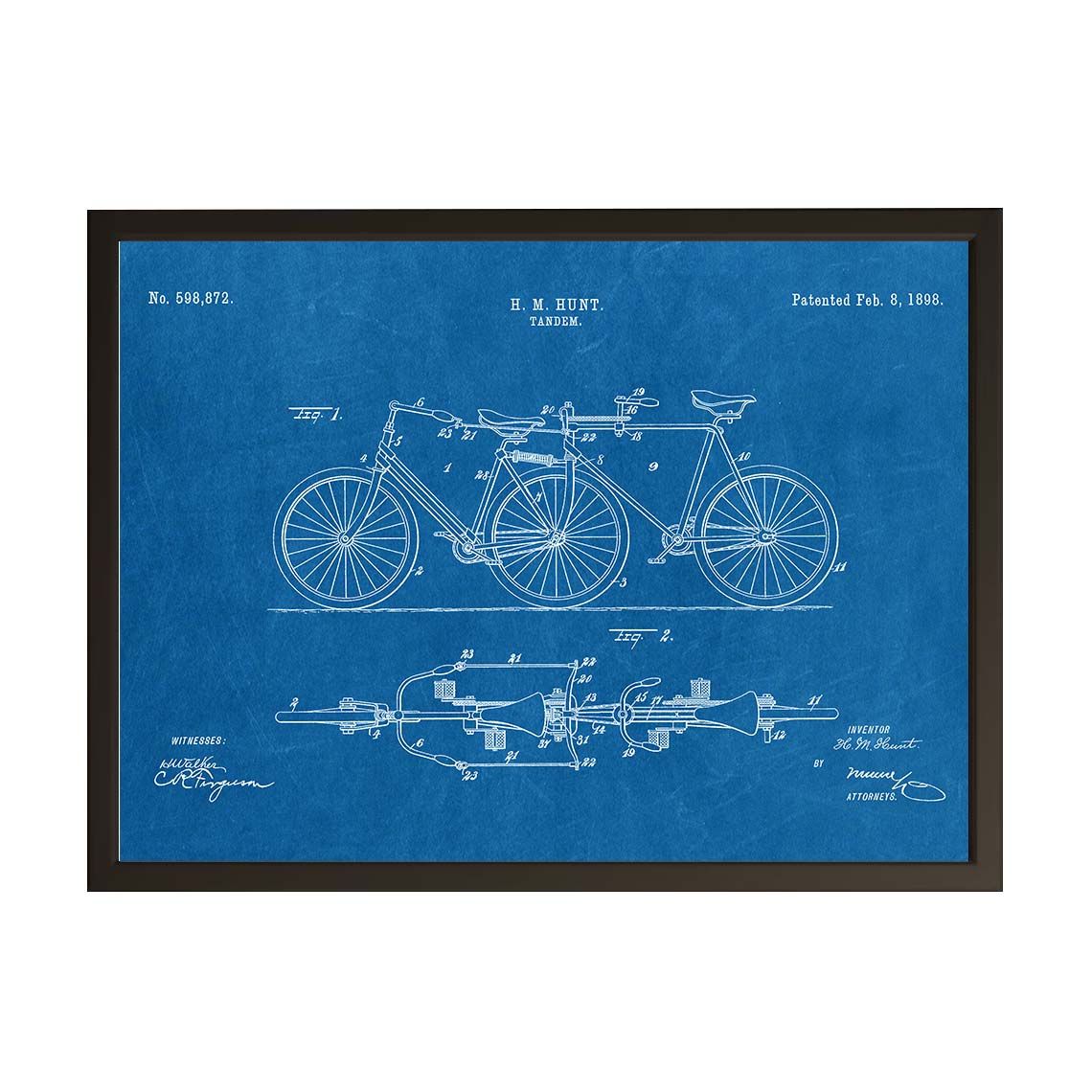 Patent Drawing Poster - Tandem Bicycle