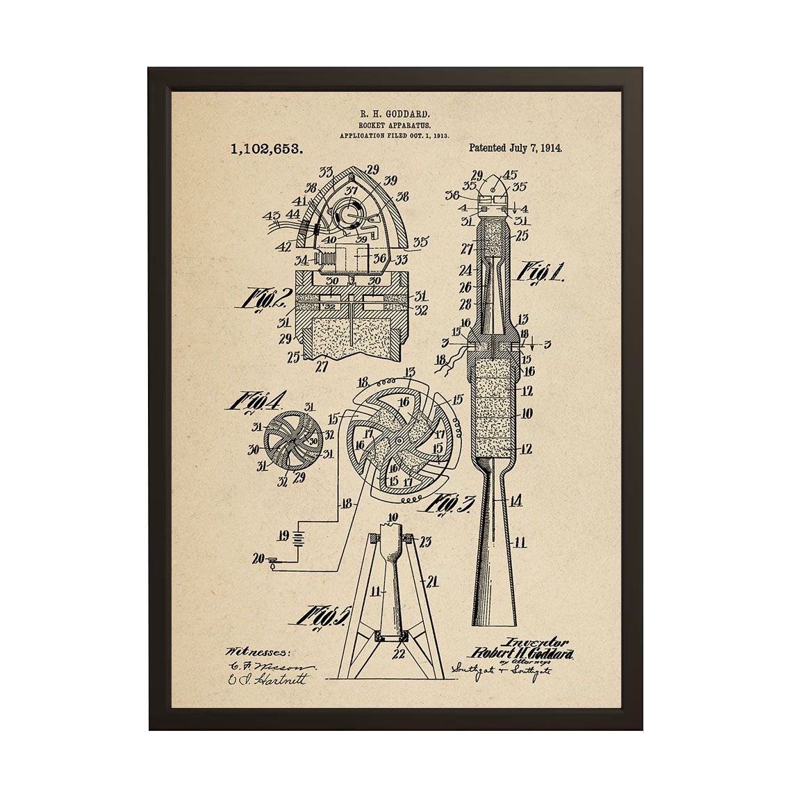 Patent Drawing Poster - Rocket Apparatus