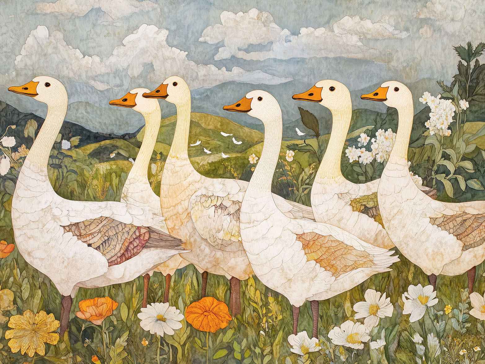Poster - Geese in Meadow
