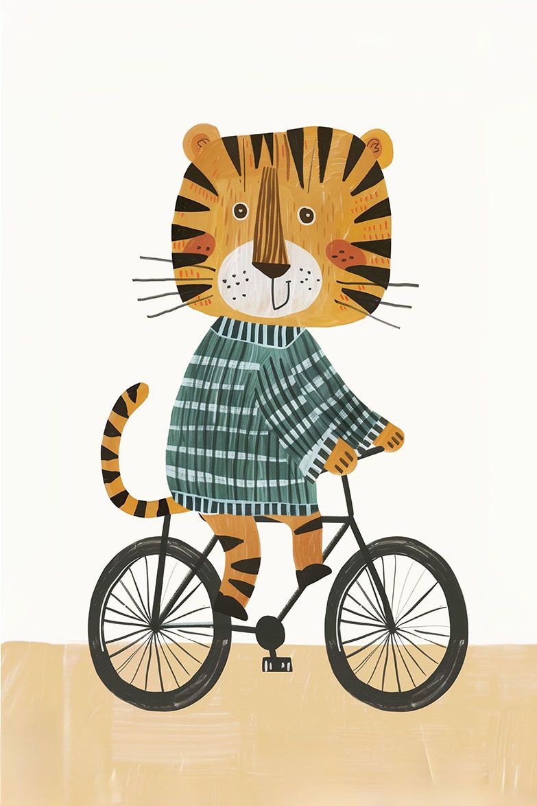 Poster - Tiger on Bicycle