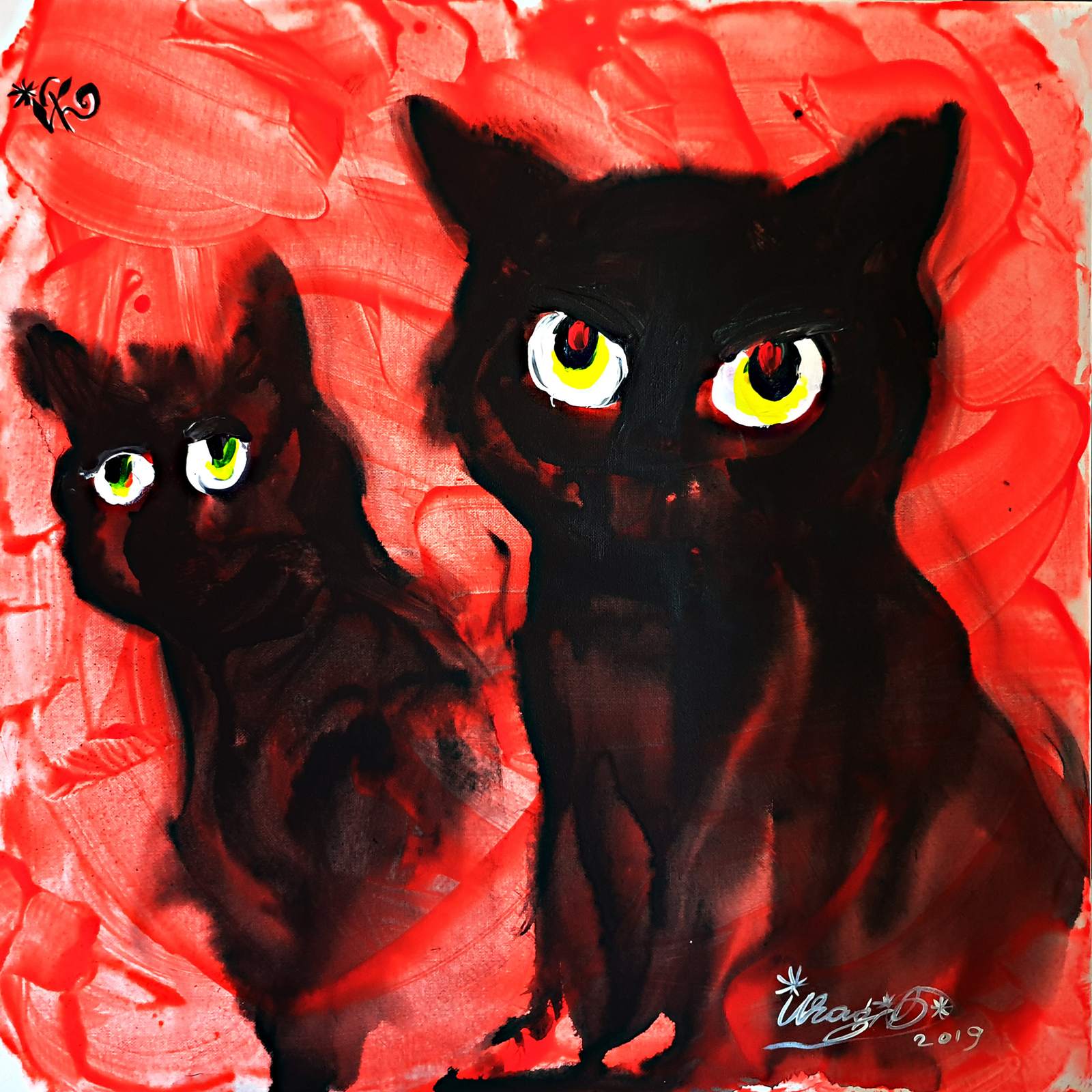 Poster - Black Cats in Red