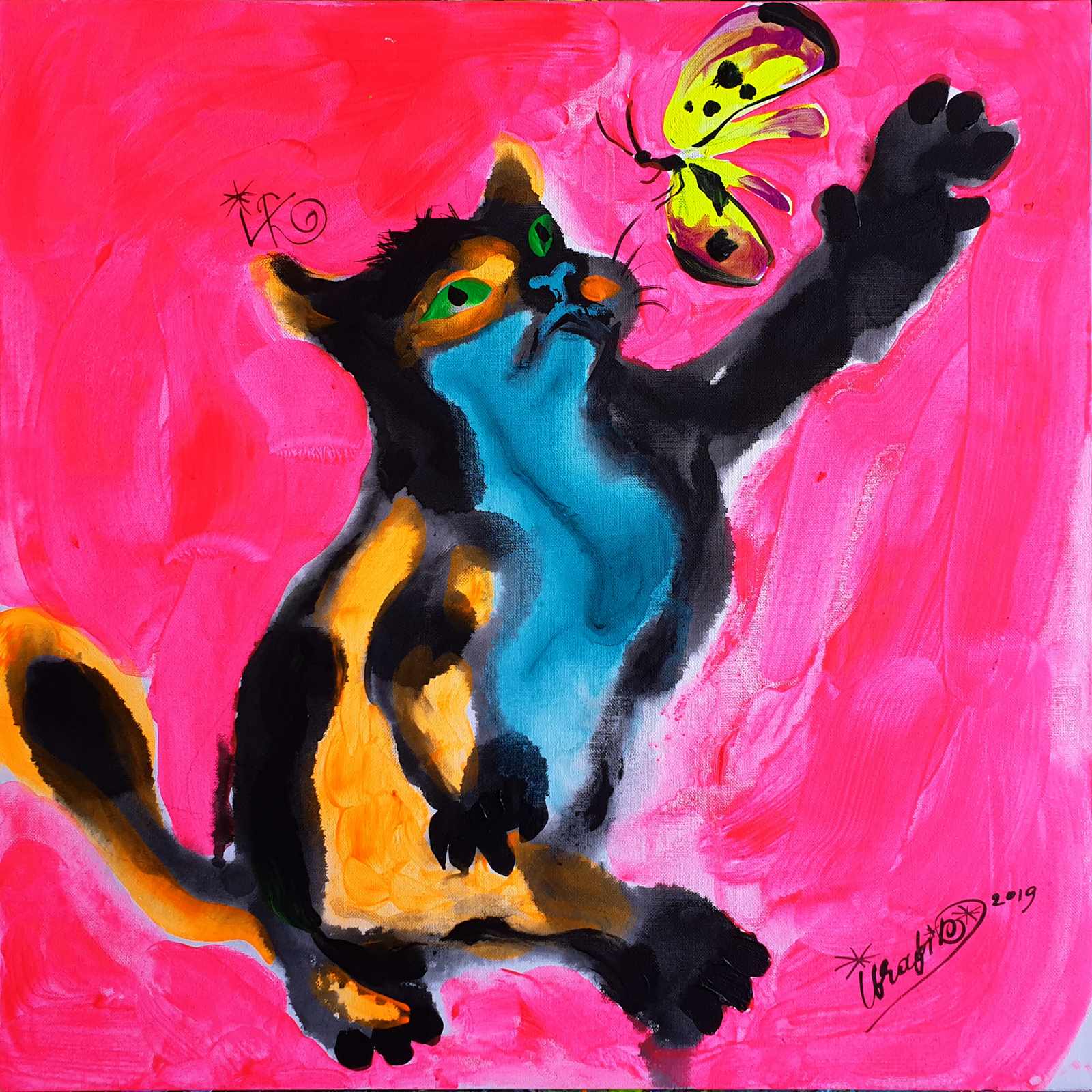 Poster - Cat and Butterfly by Tineke